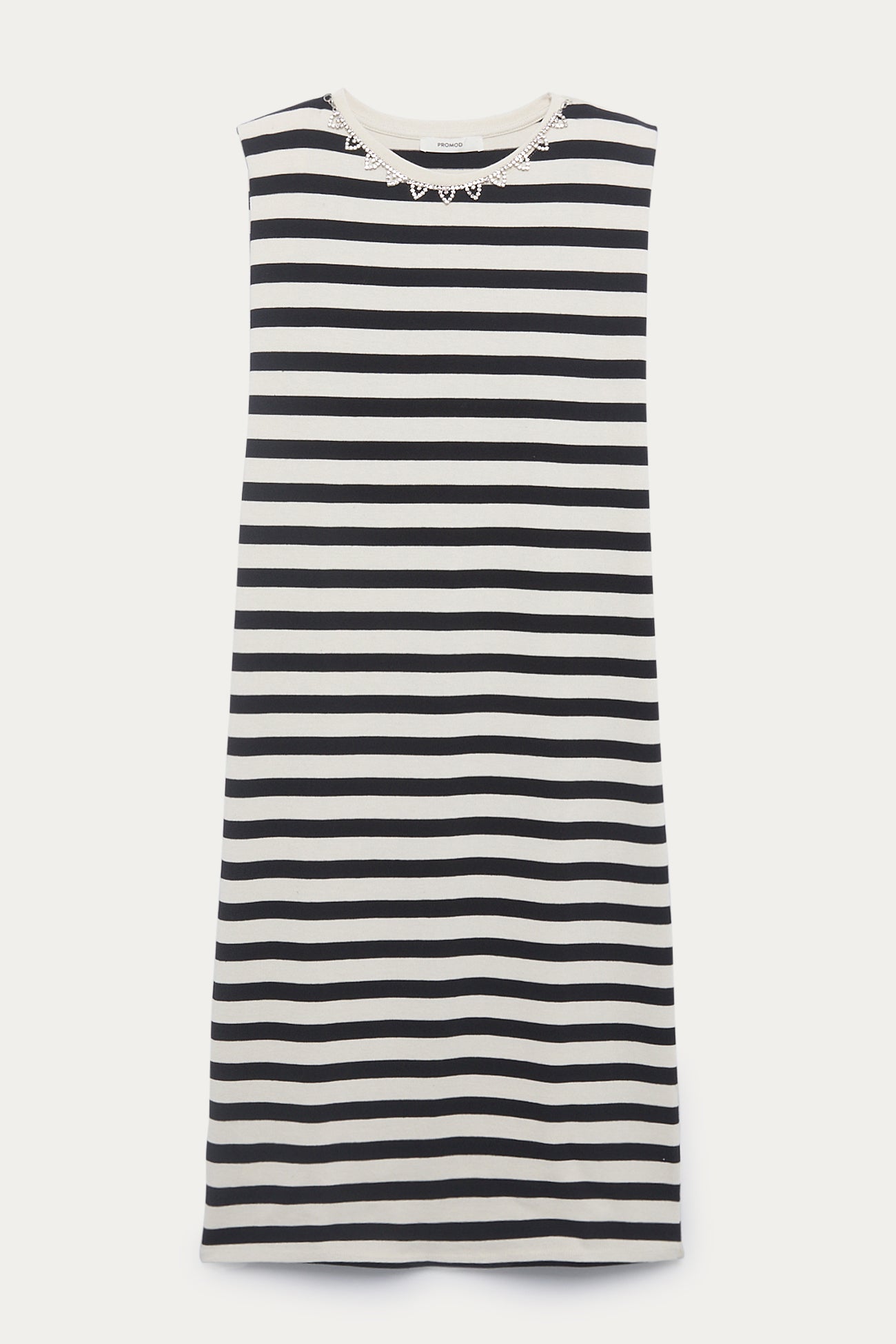 Tube dress + strass - Black stripes