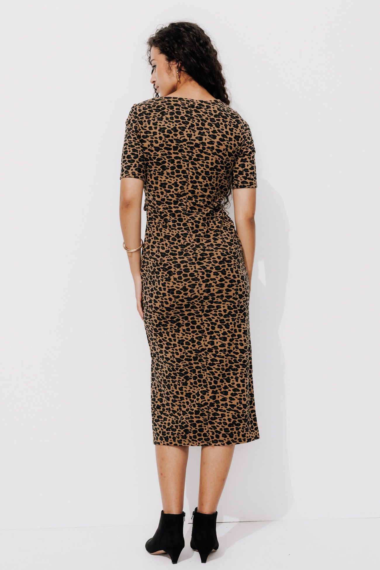 Plain midi draped dress - Multicolour print