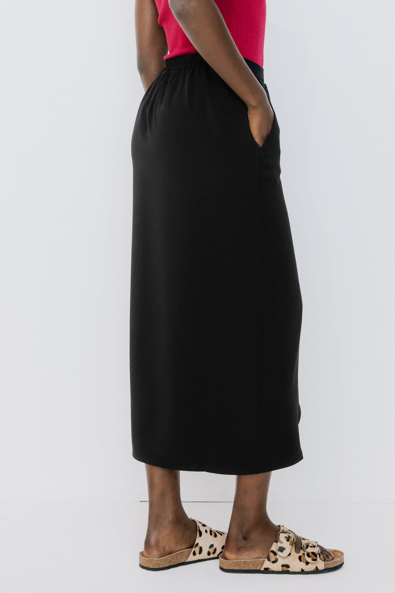 Plain midi skirt - Black