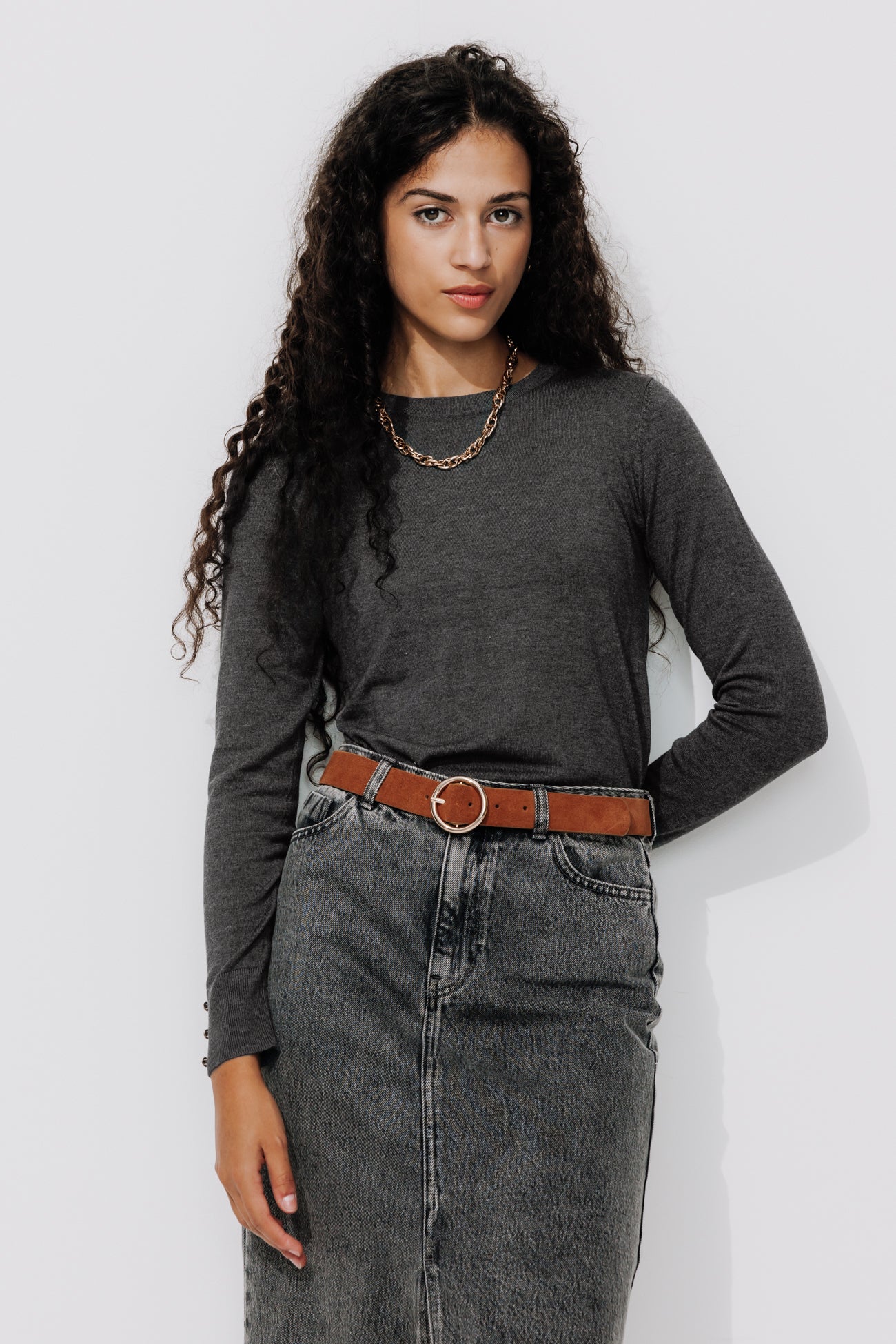 Ecodesign round-neck jumper - Dark grey