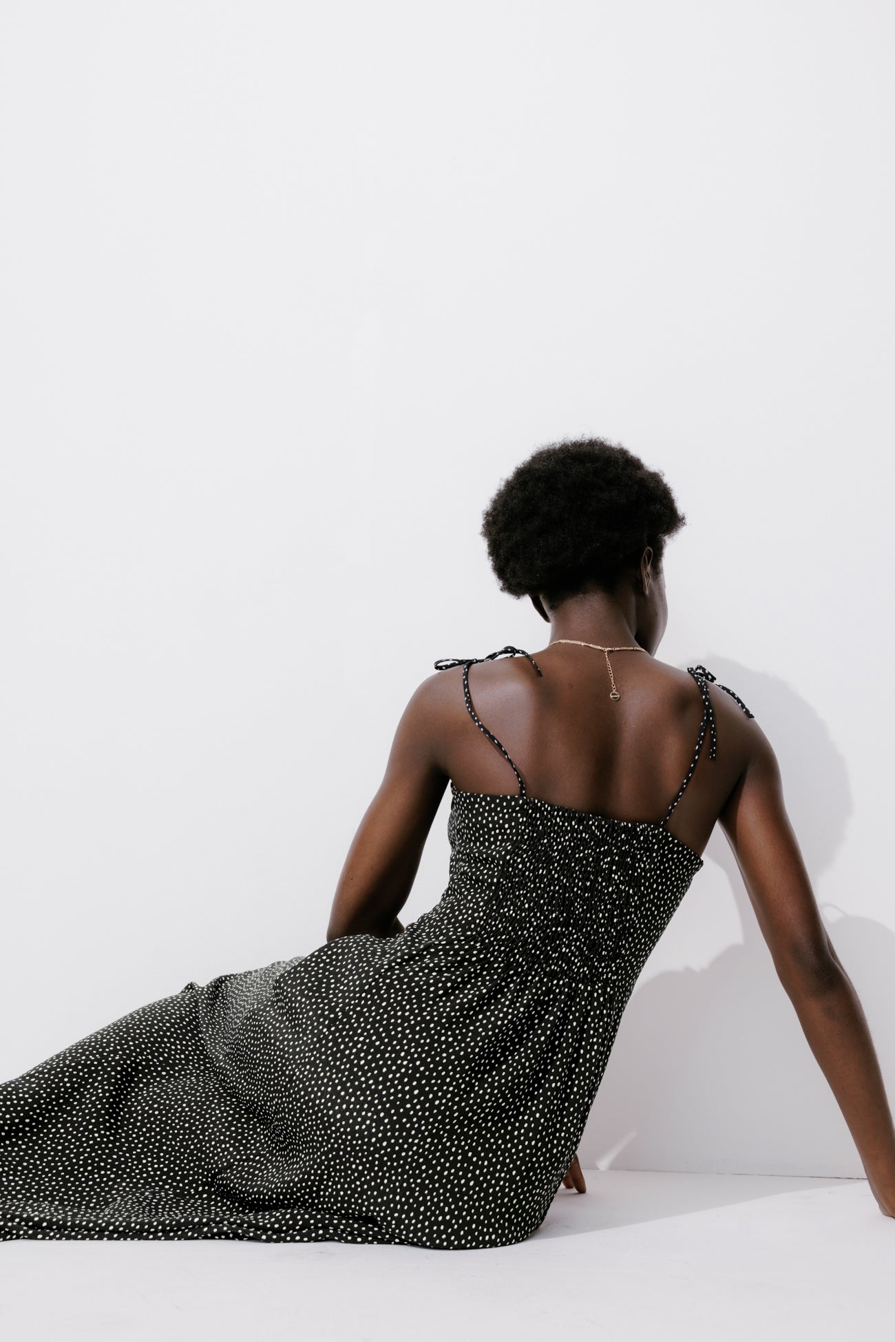 Long dotted dress - Black print