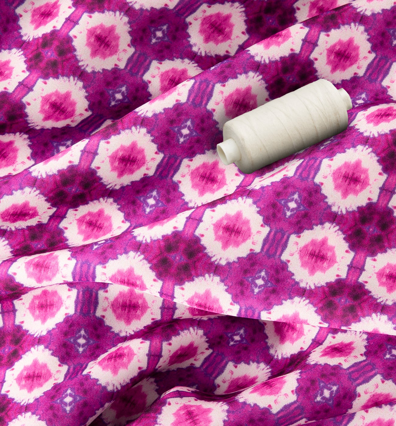 Polyester satin fabric cut - Yellow print