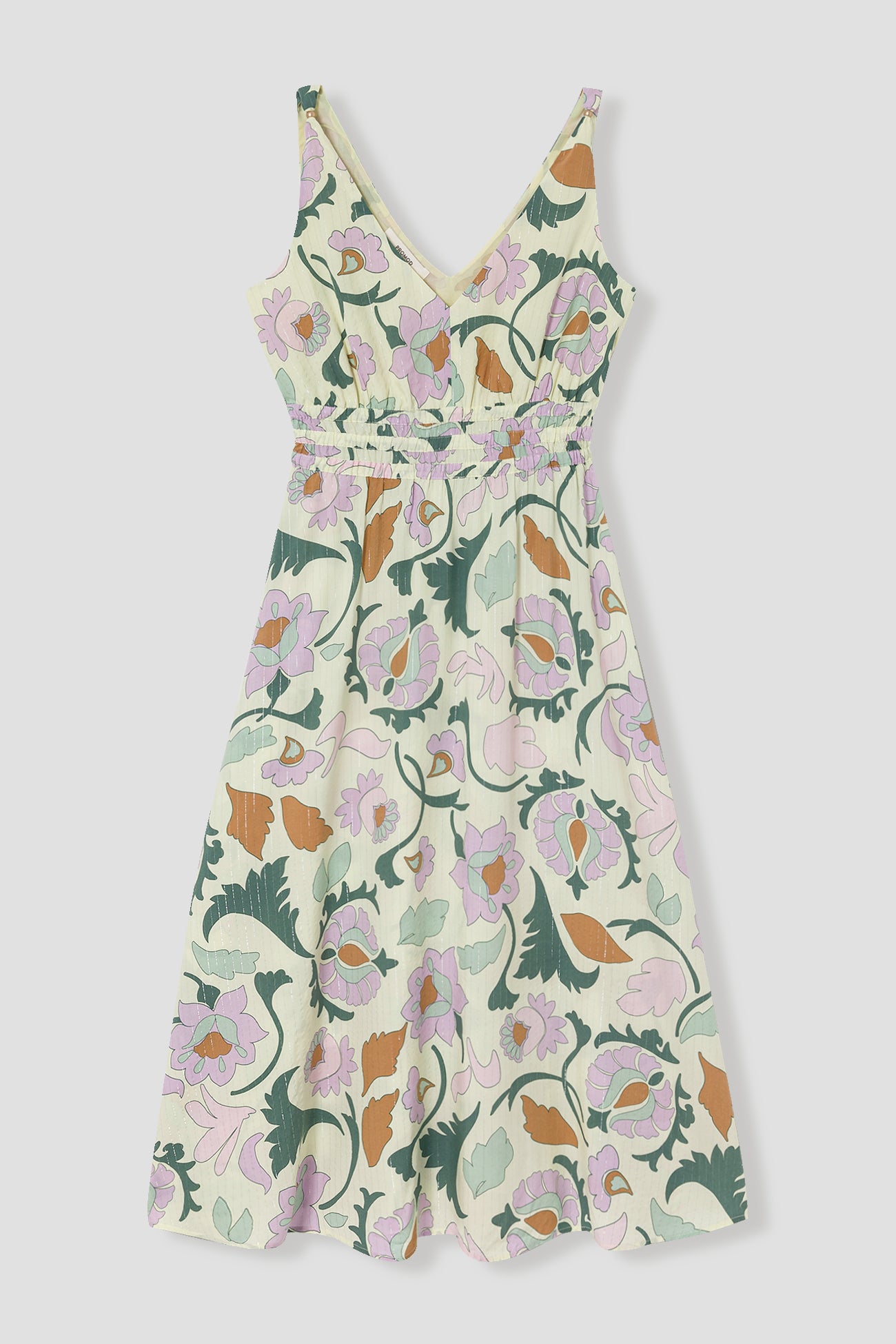 Patterned mid-length dress - Yellow print