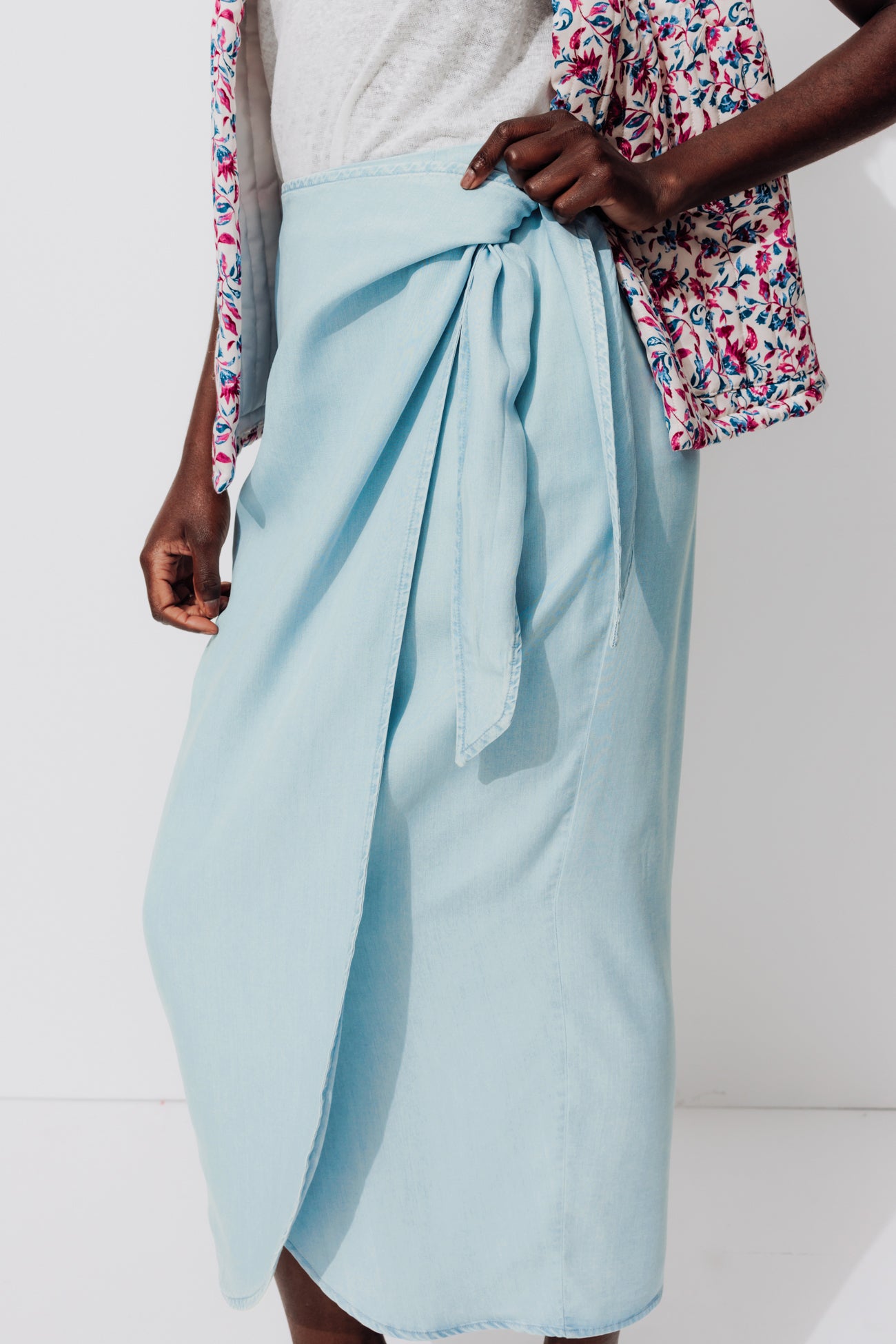 Lyocell crossover skirt - Light denim