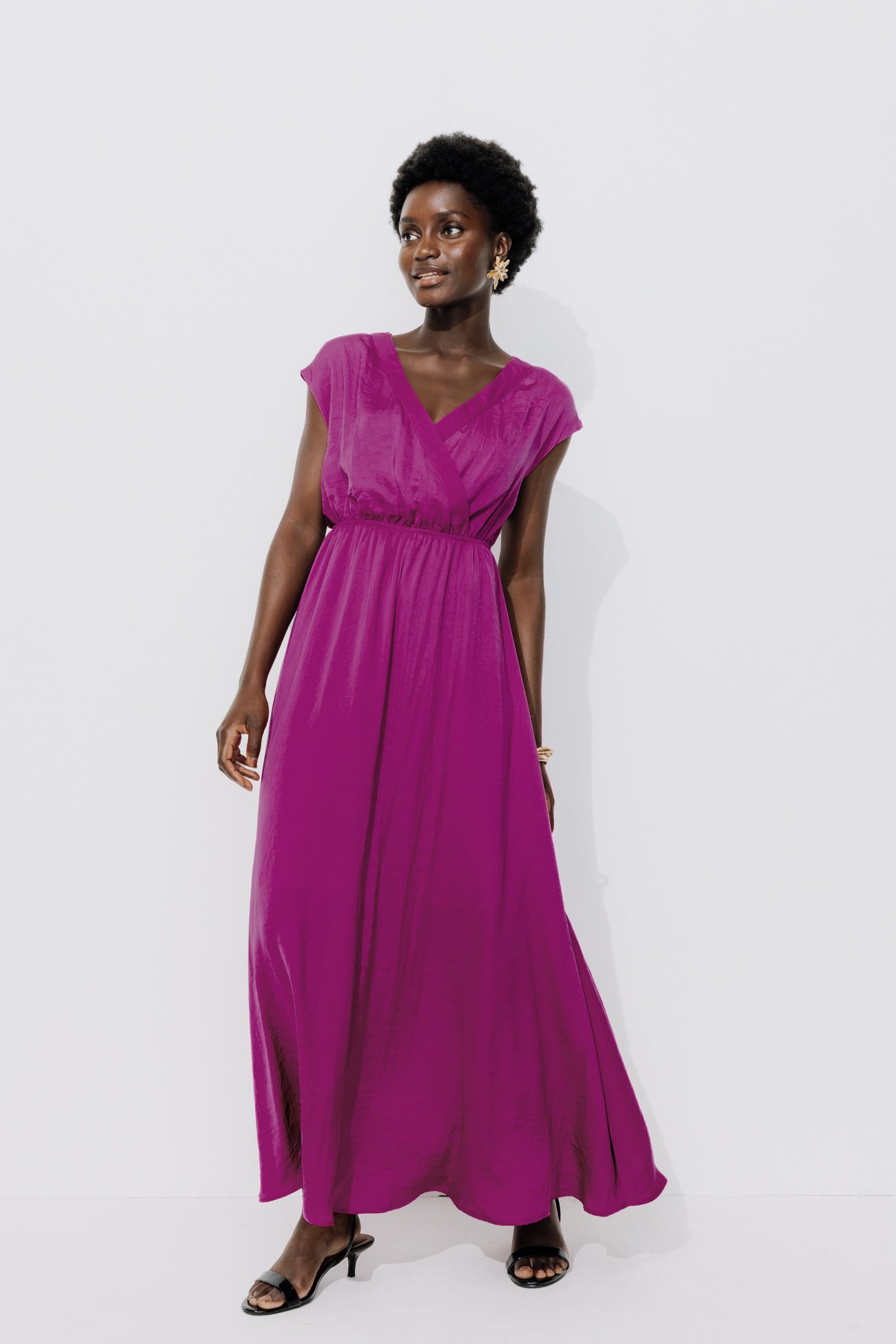 Long silky dress - Black