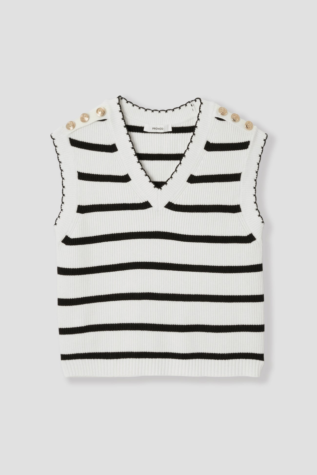 Sleeveless jumper - Ecru stripes