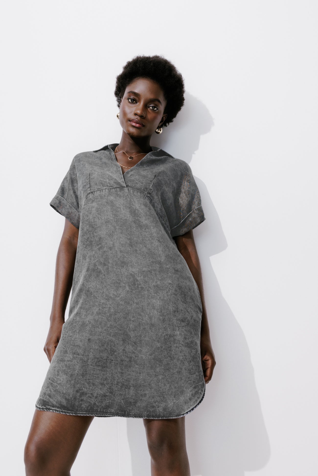 Ecodesign tunic dress - Grey denim