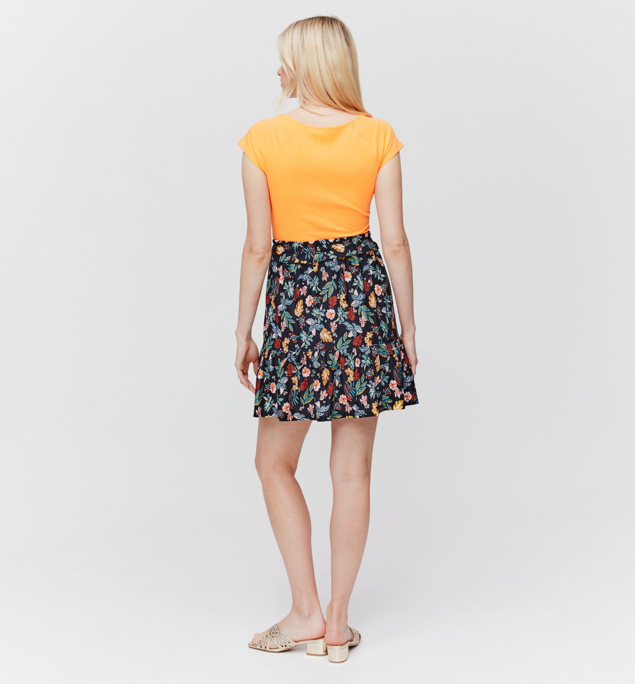Frilly patterned skirt - Ochre print