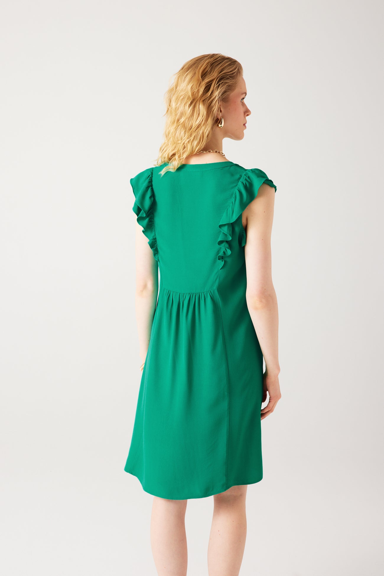 Eco-produced dress - Navy blue print