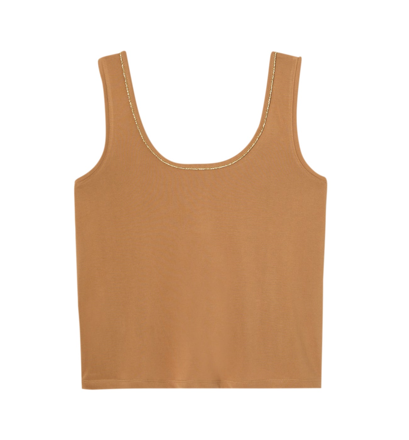 Low-neck sleeveless top - Ochre