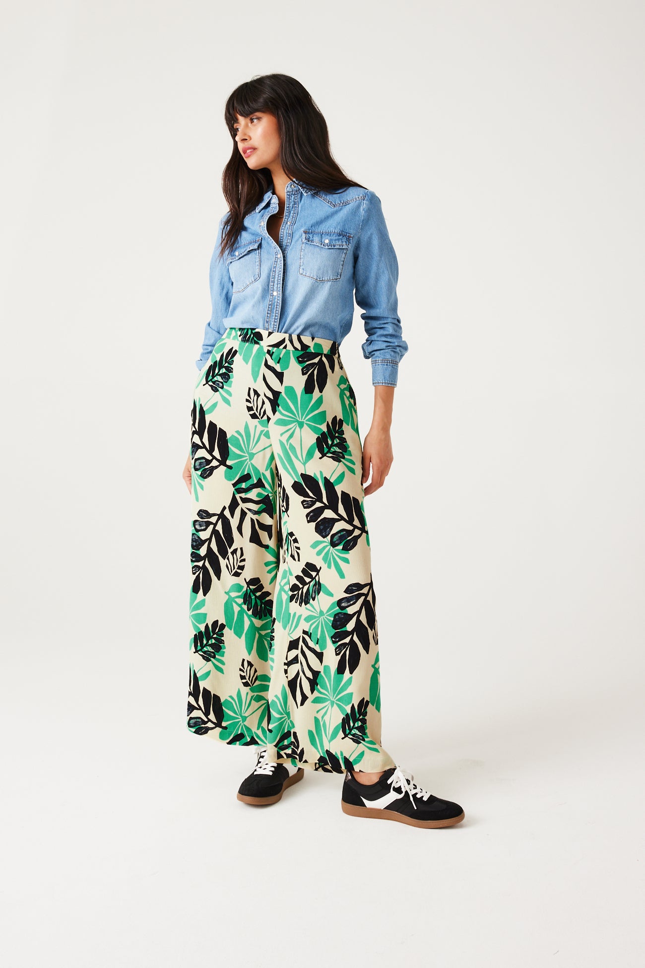 Wideleg patterned trousers - Ecru print