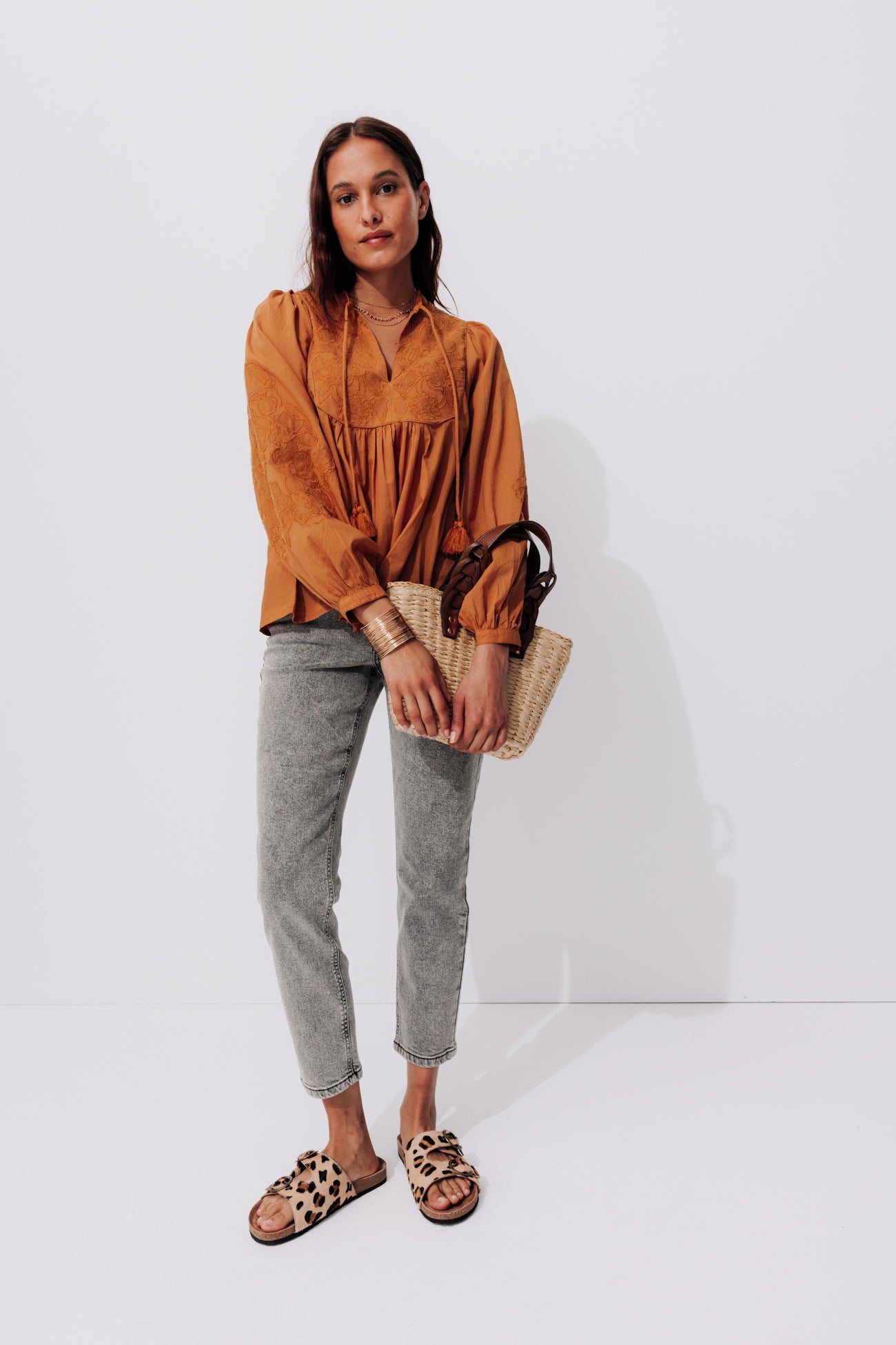 GASTON slim-leg cropped jeans - Light denim