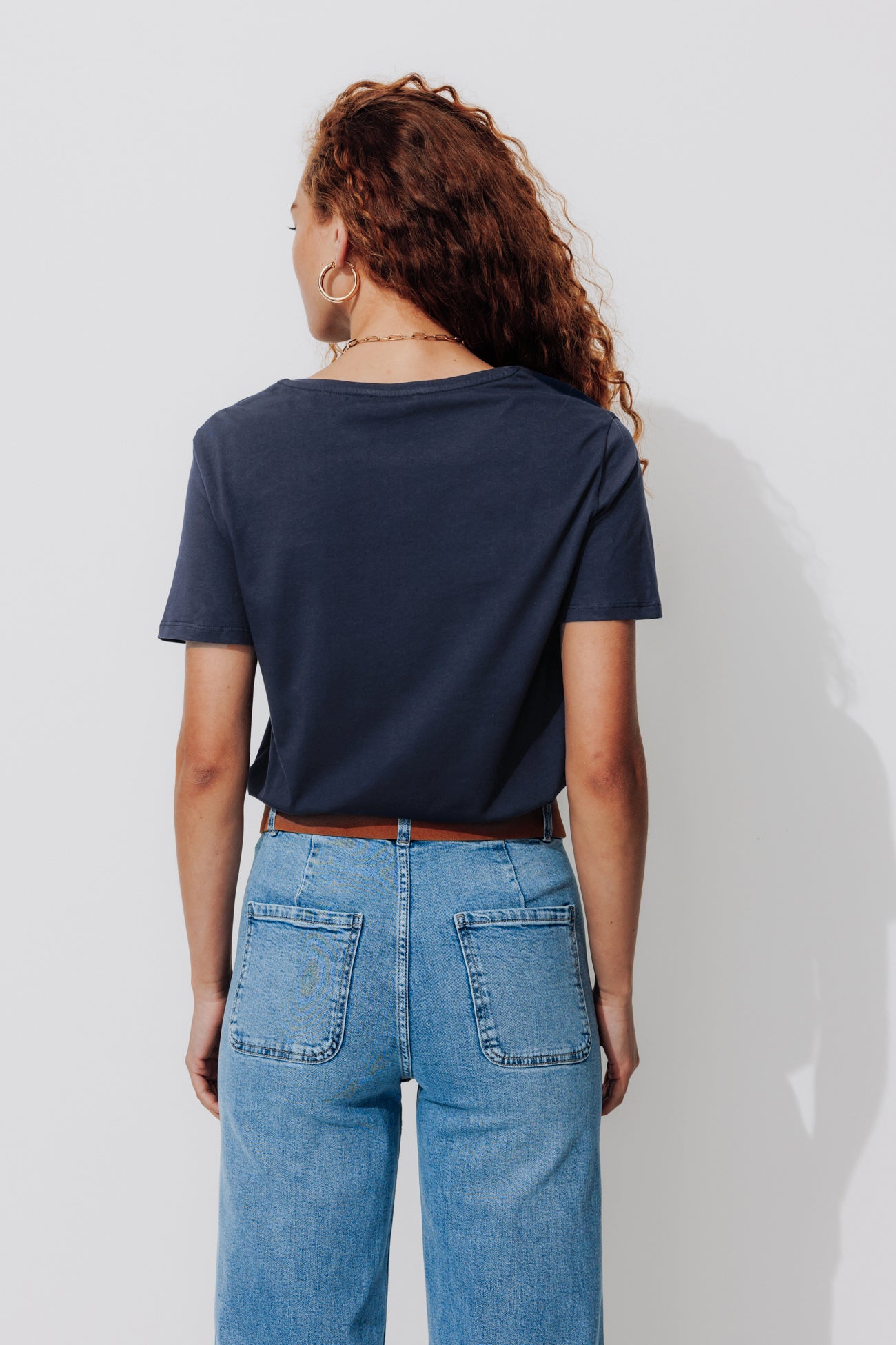 Eco-design v-neck t-shirt - Navy blue