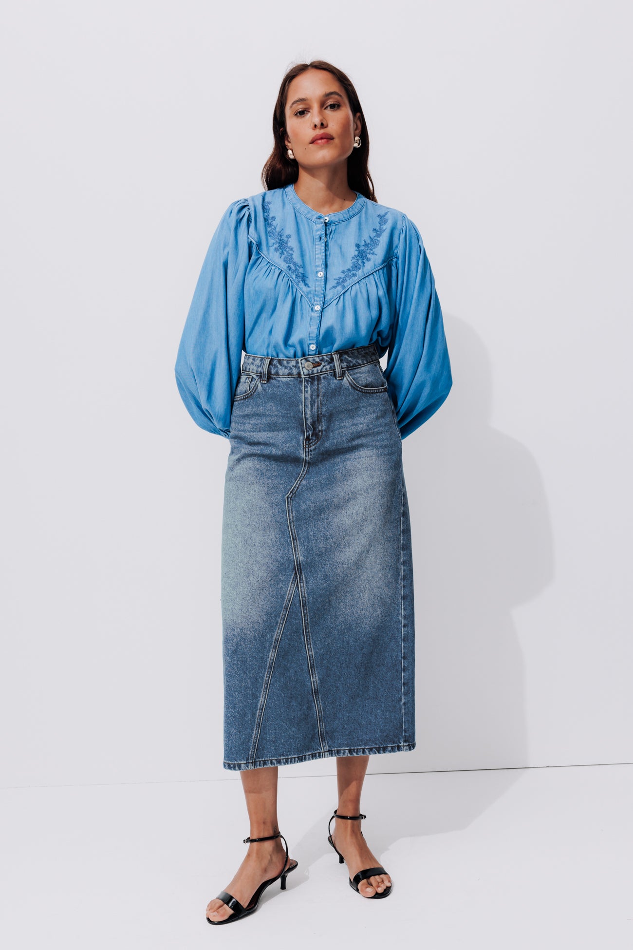 Long denim skirt - Medium denim