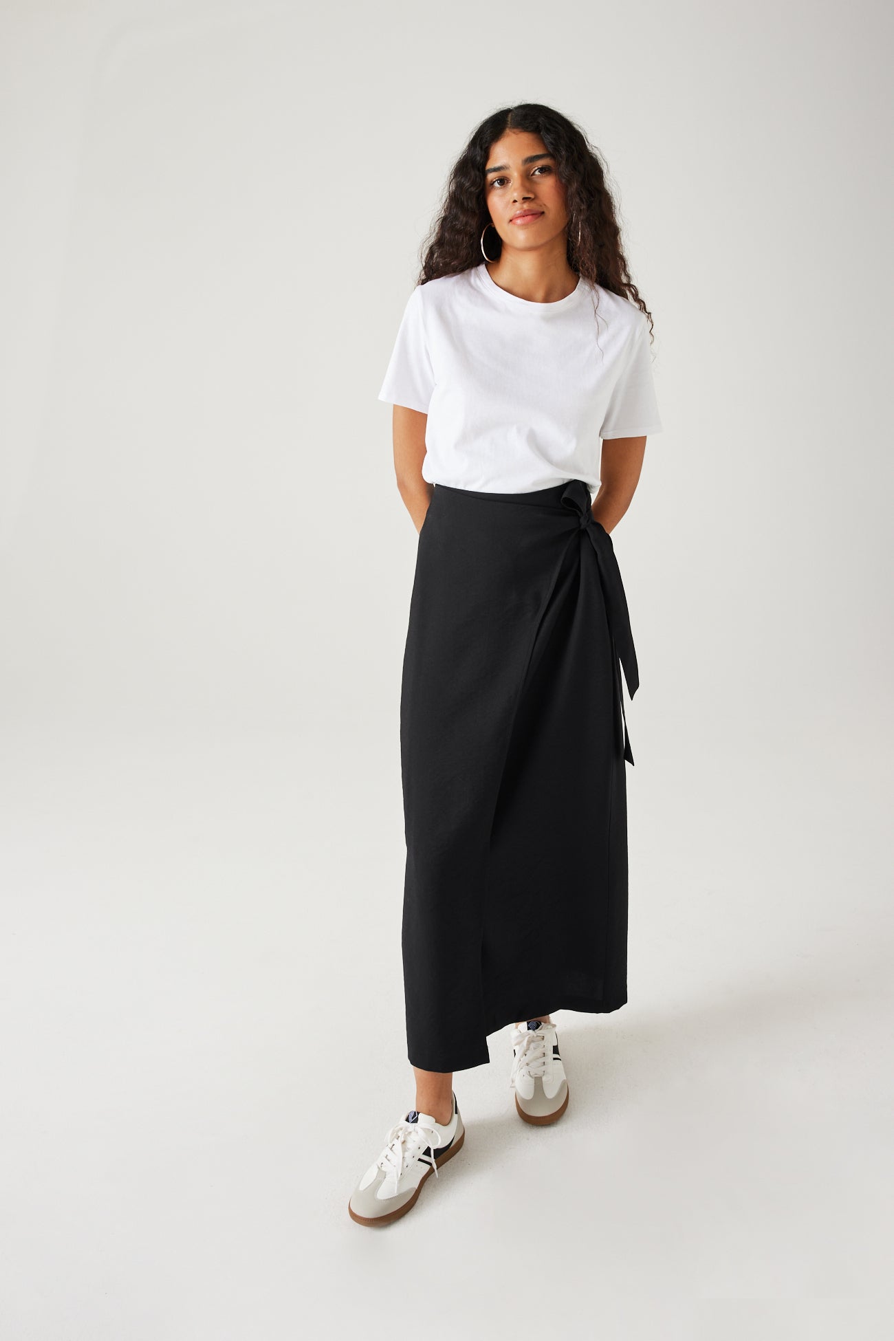 Long crossover-effect skirt - Ecru