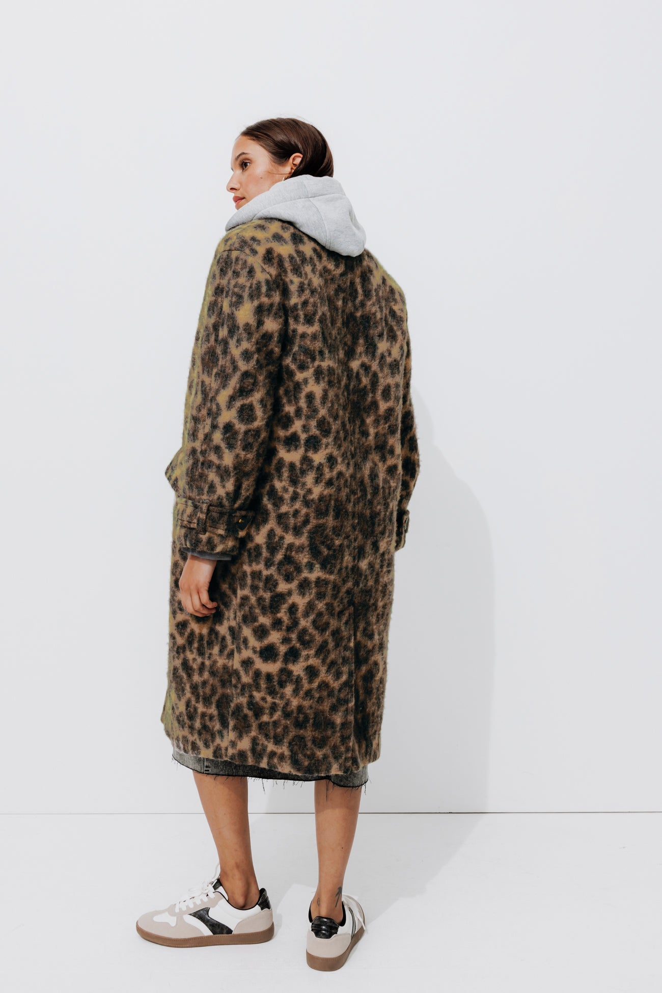 SIMONE wool blend coat - Chestnut brown print