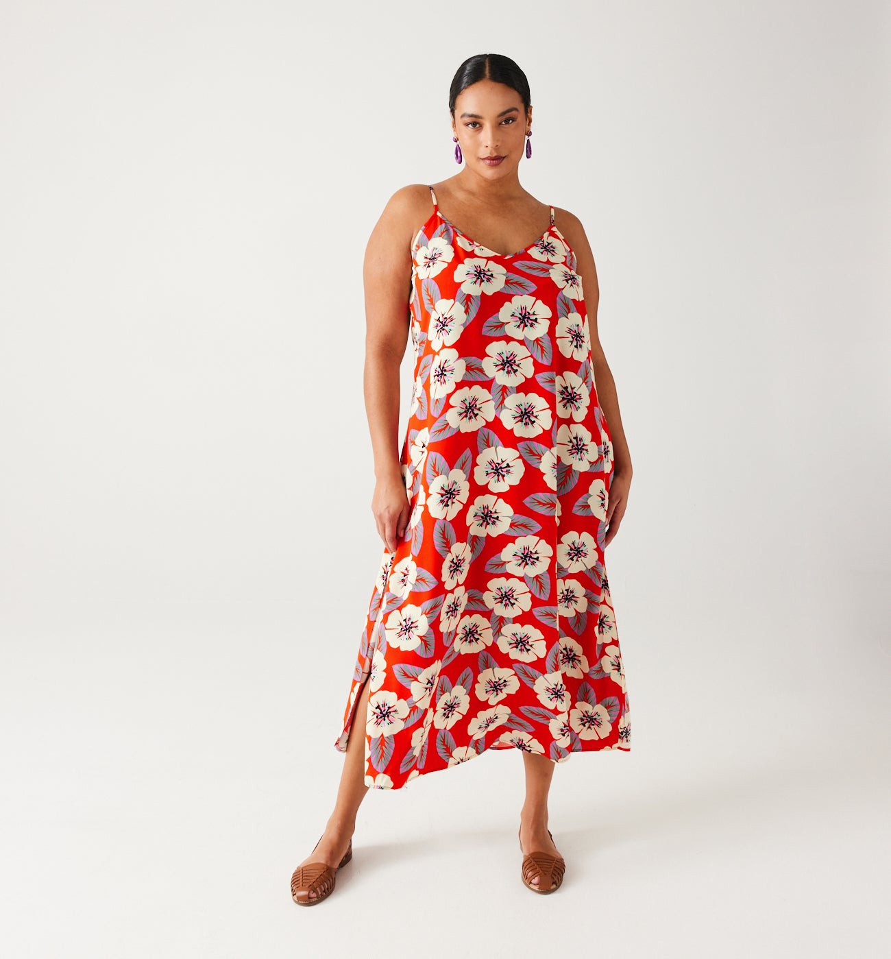 Mid-length patterned dress - Multicolour print