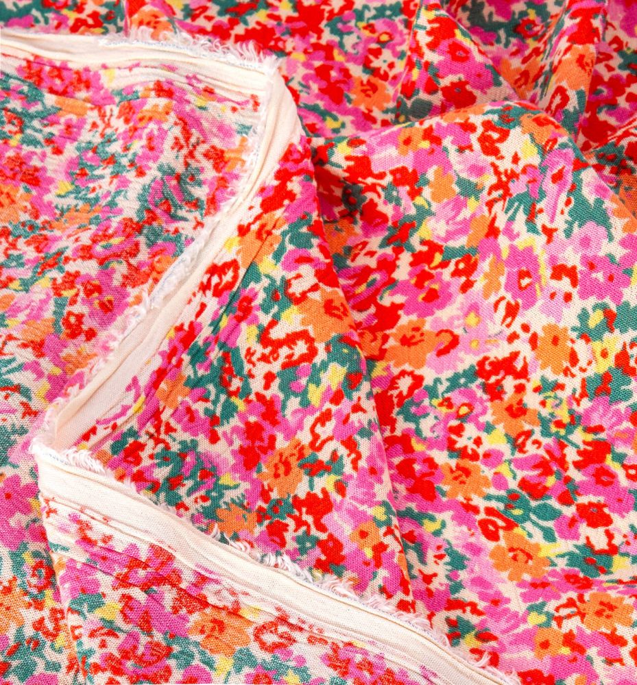 3m crinkle viscose fabric cut - Mandarine print