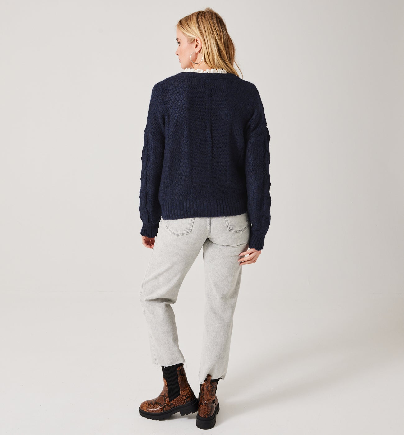 Cable knit cardigan - Ecru