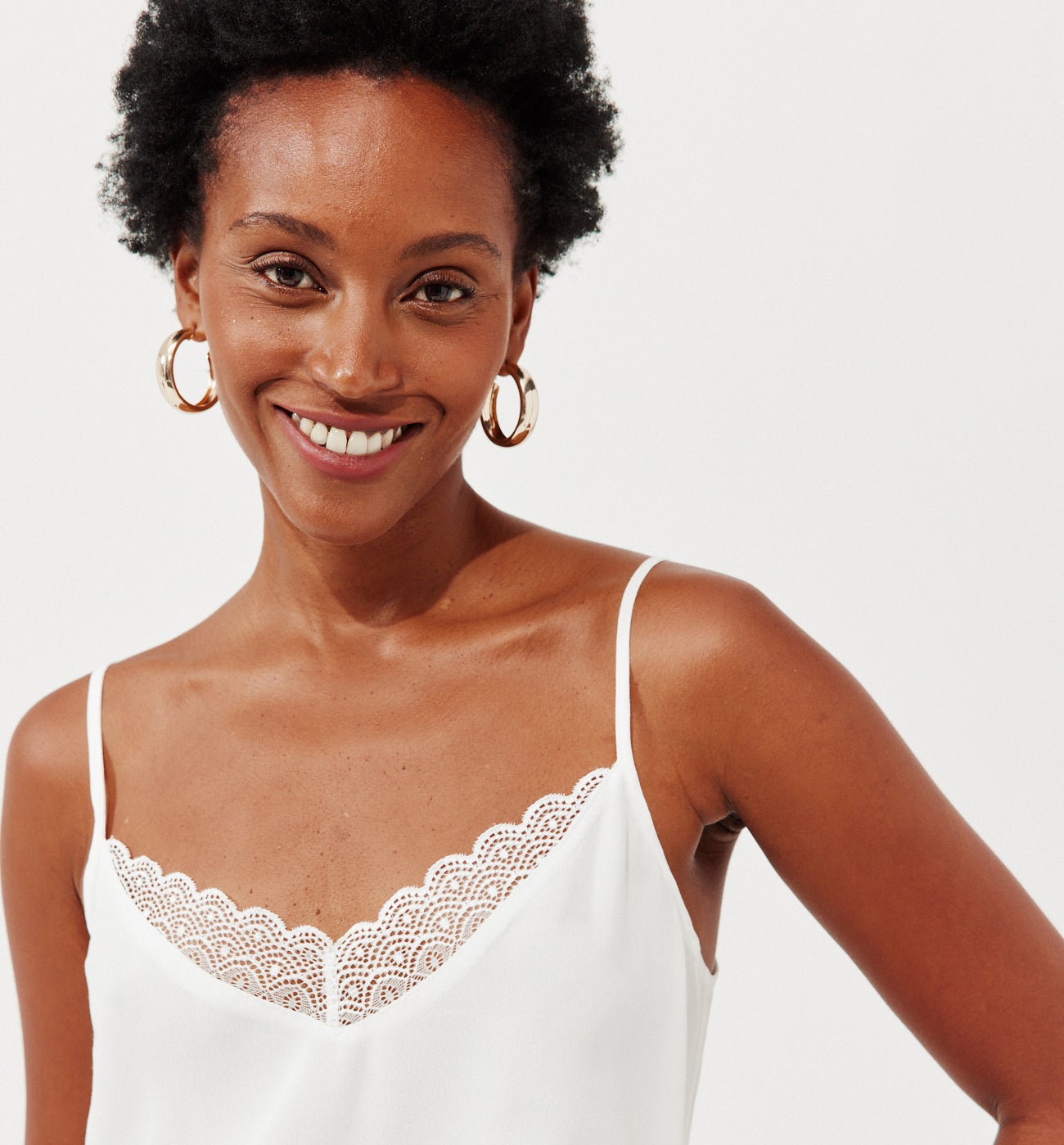 Patterned strappy top - Ecru