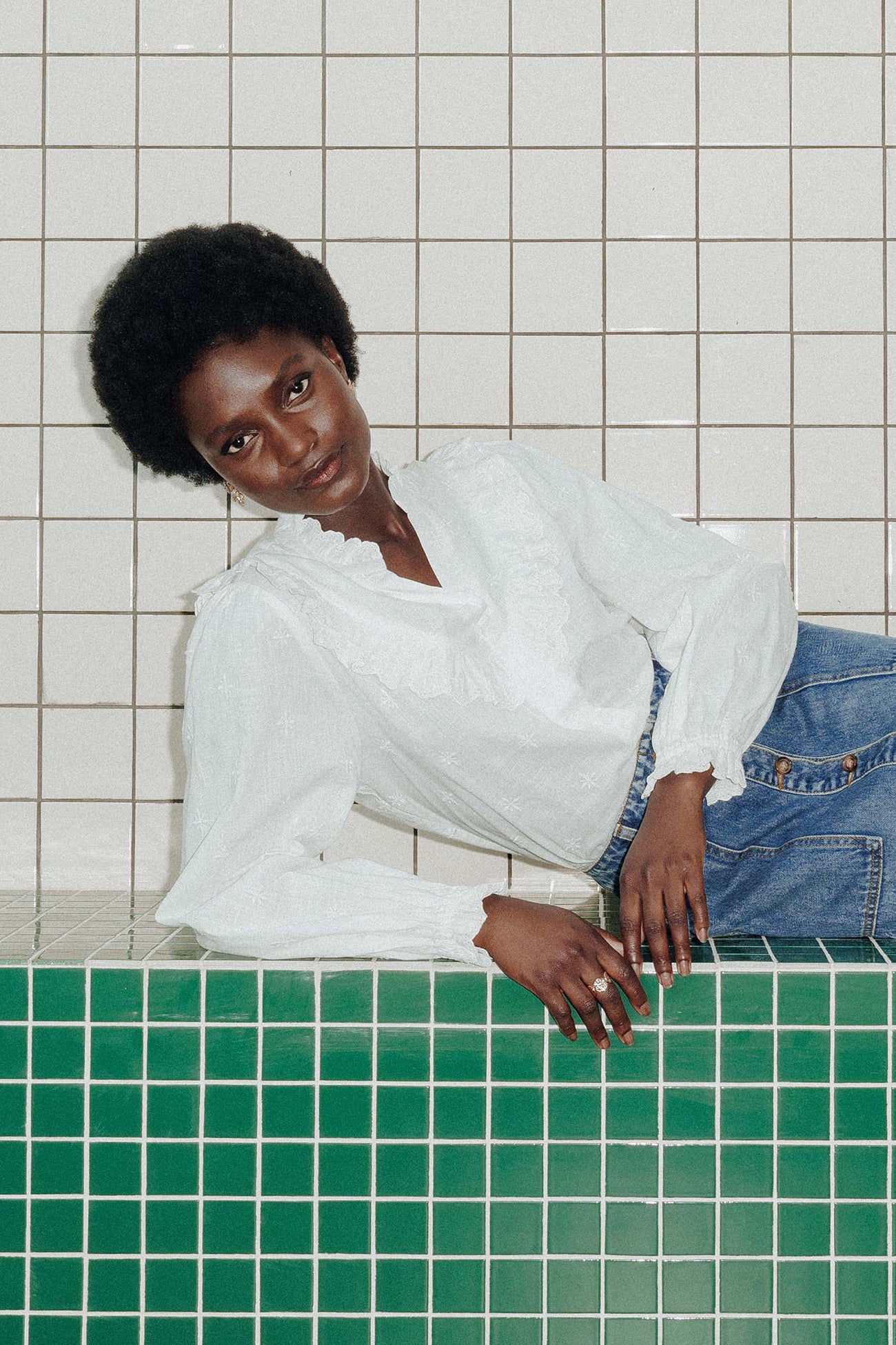 Embroidered cotton shirt - Ecru