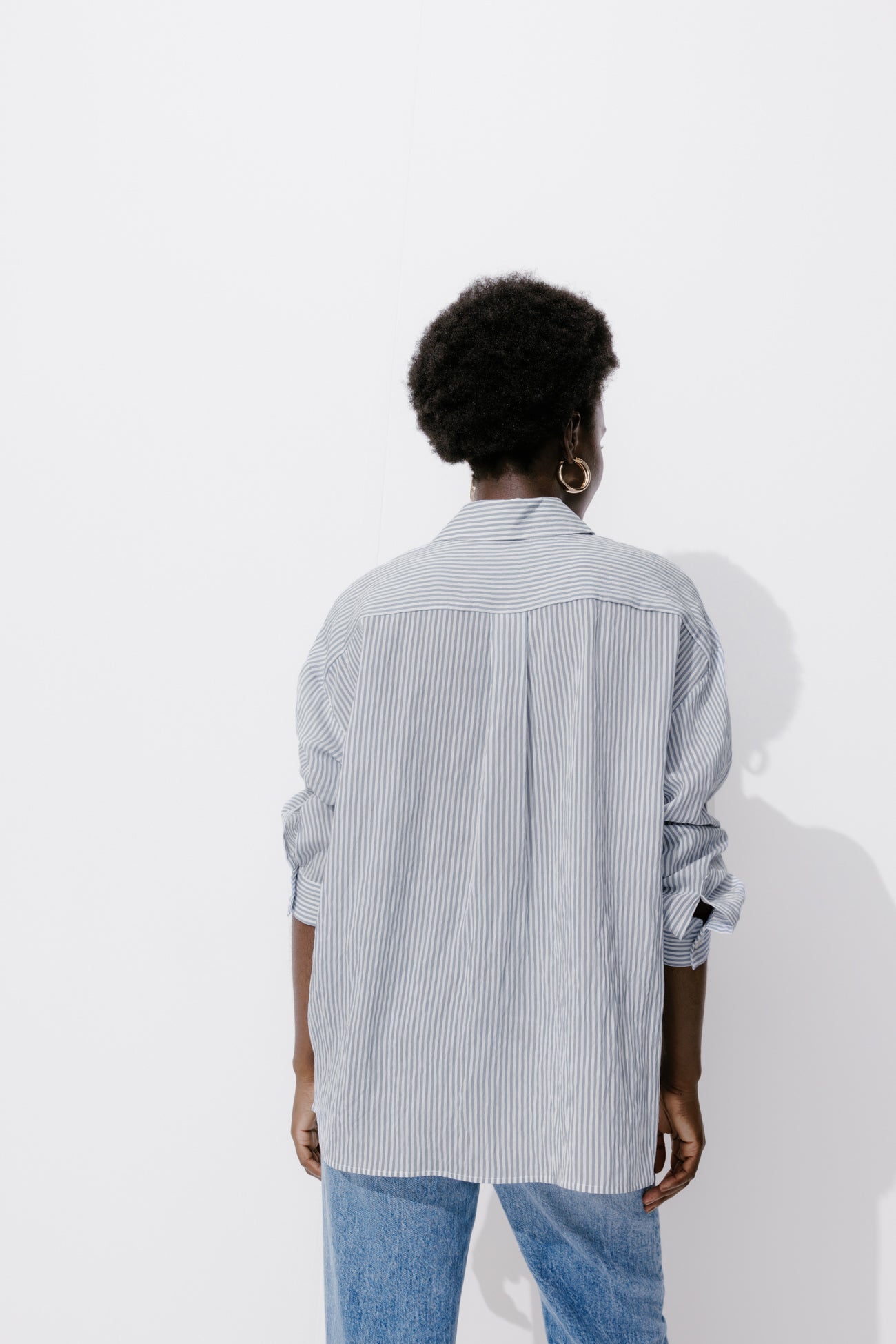 Oversized striped shirt - Navy blue stripes