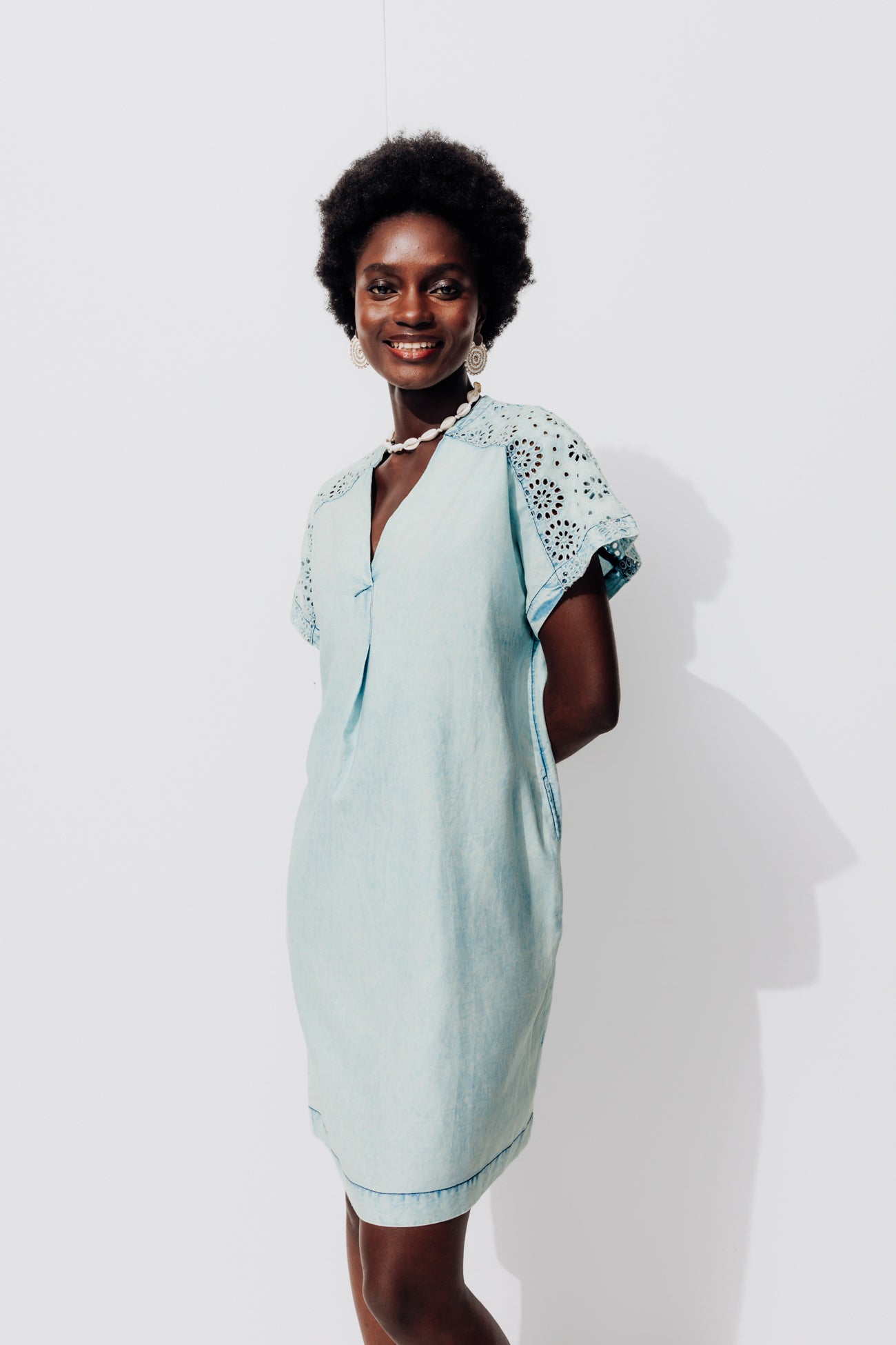 Short faded dress - Light denim