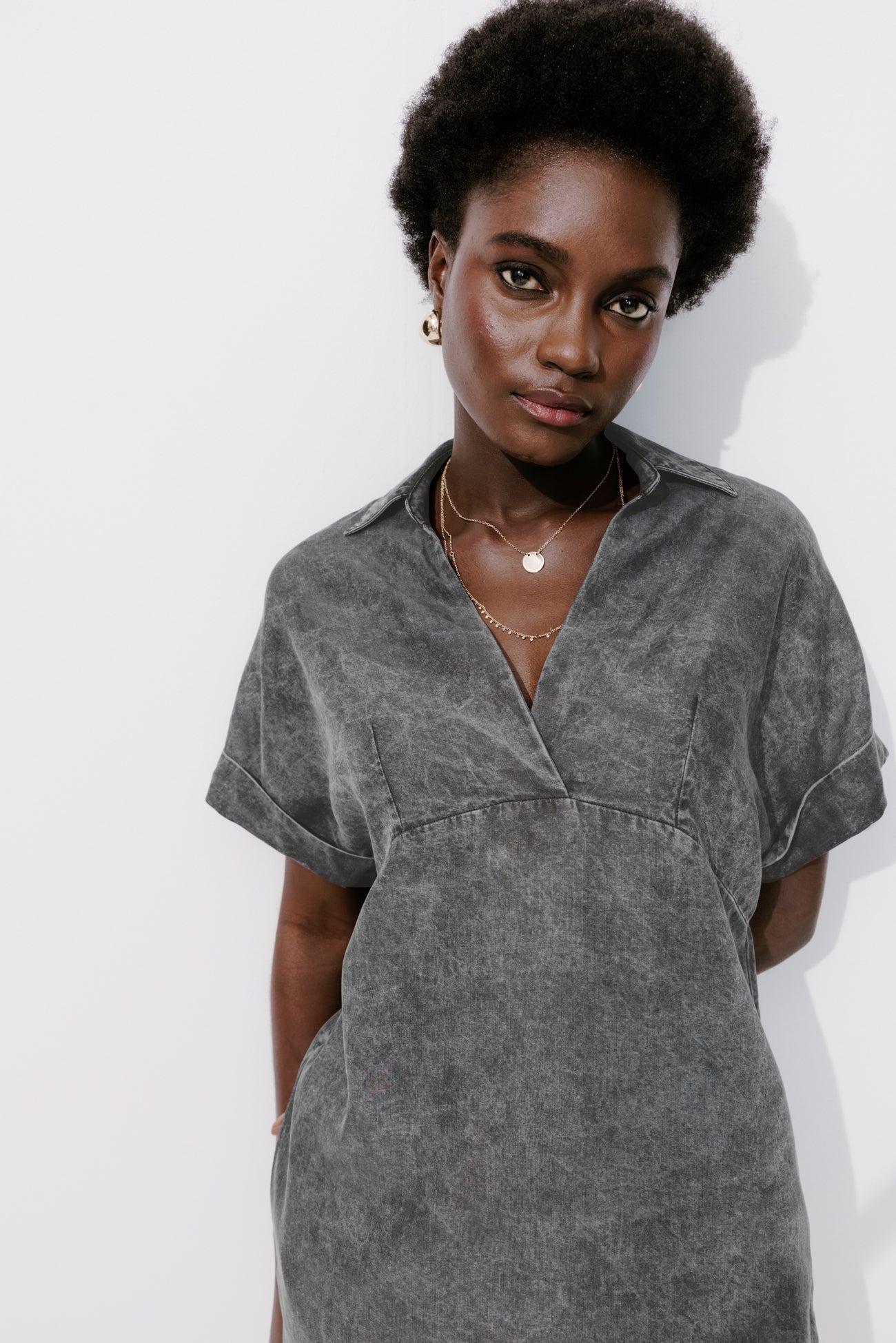 Ecodesign tunic dress - Grey denim