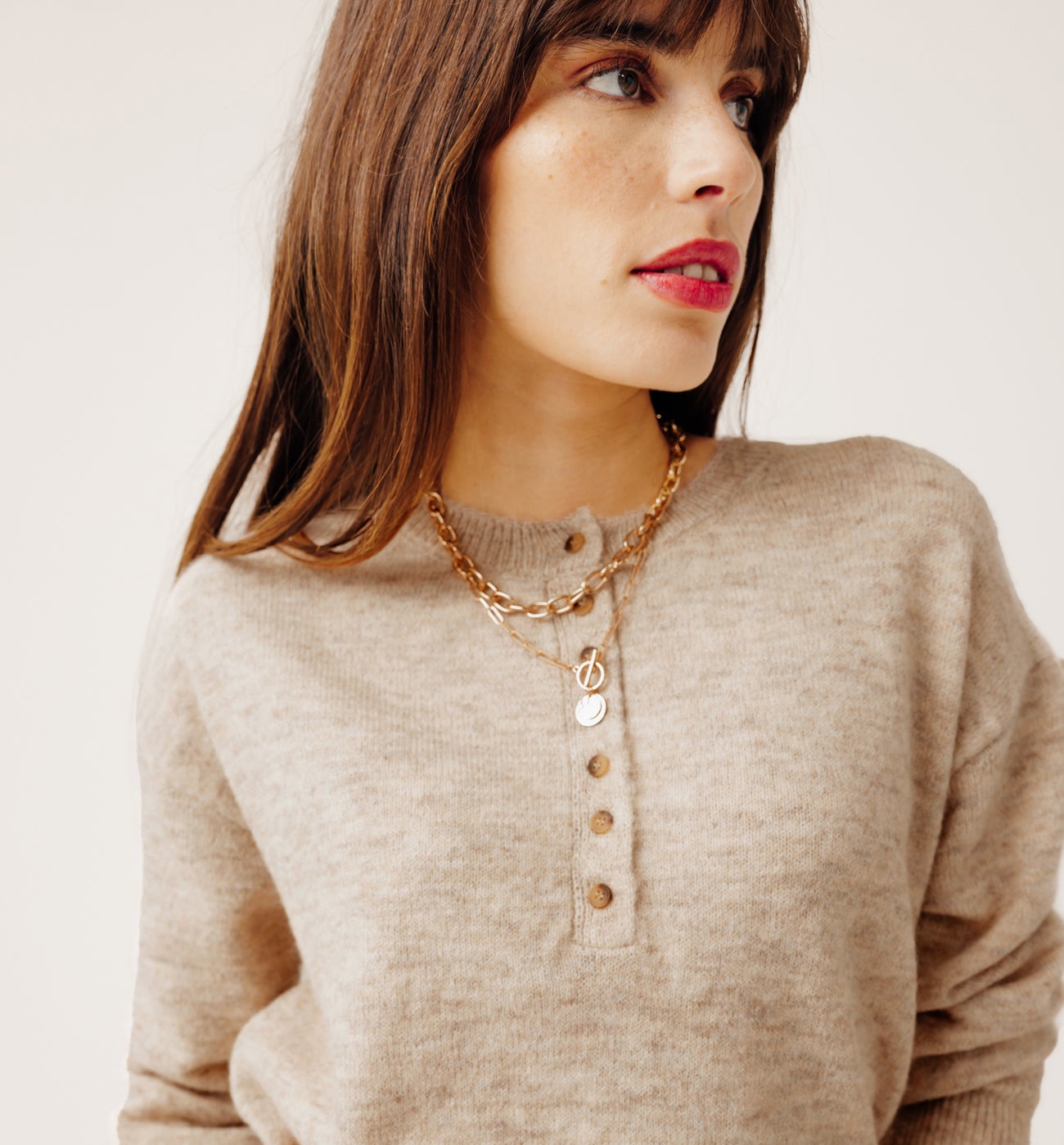 Button front jumper - Black stripes