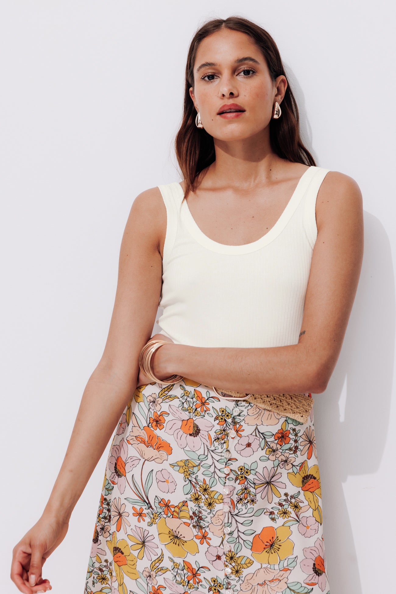 Plain ribbed sleeveless top - Black