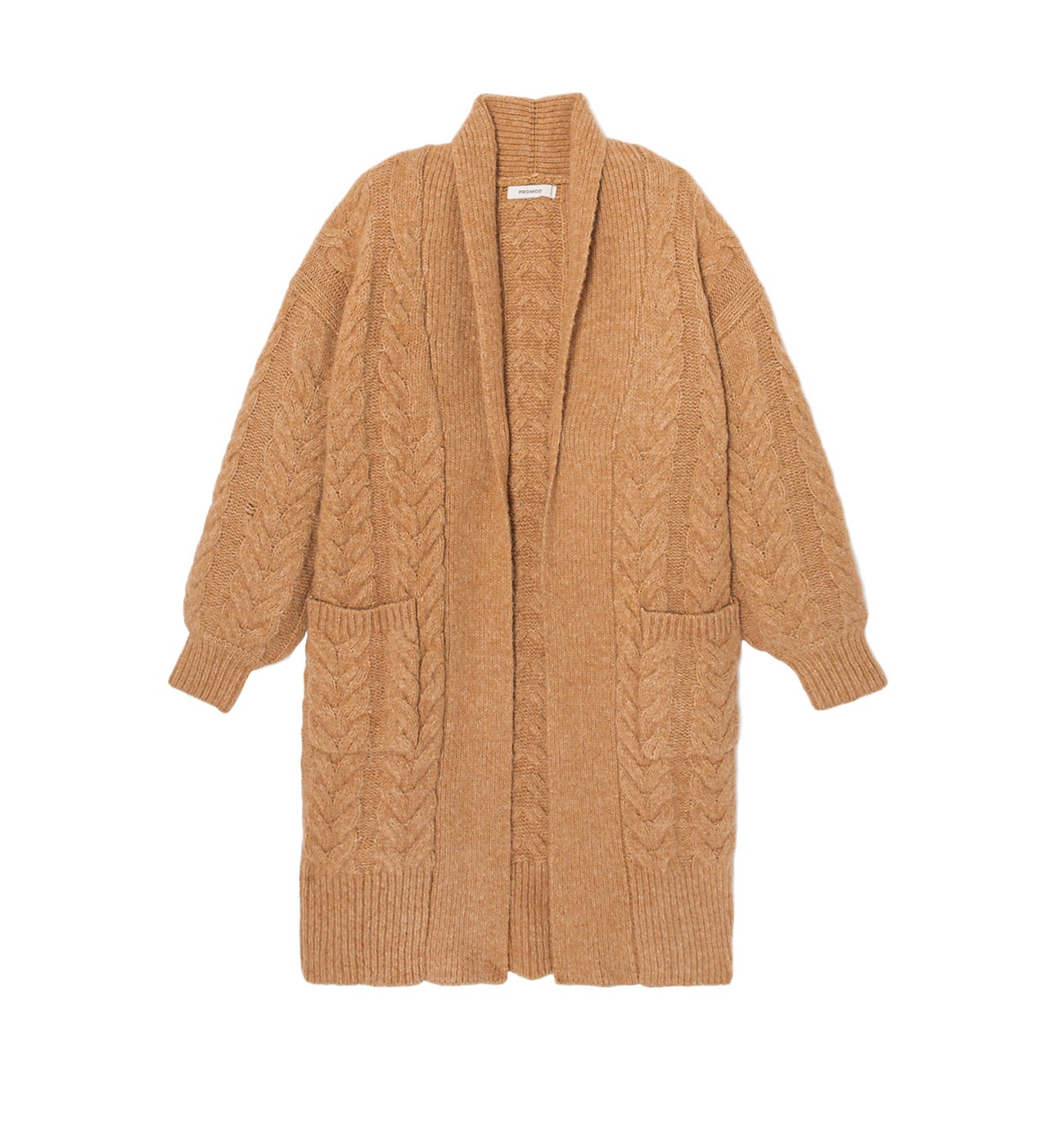 Long cable-knit cardigan - Chestnut brown