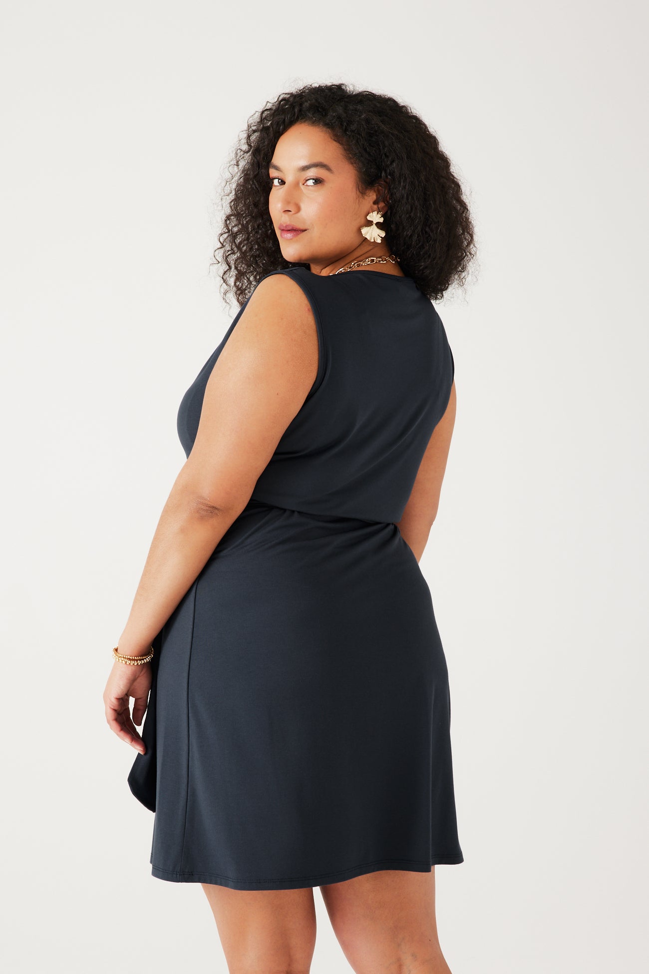 Crossover-effect dress - Navy blue