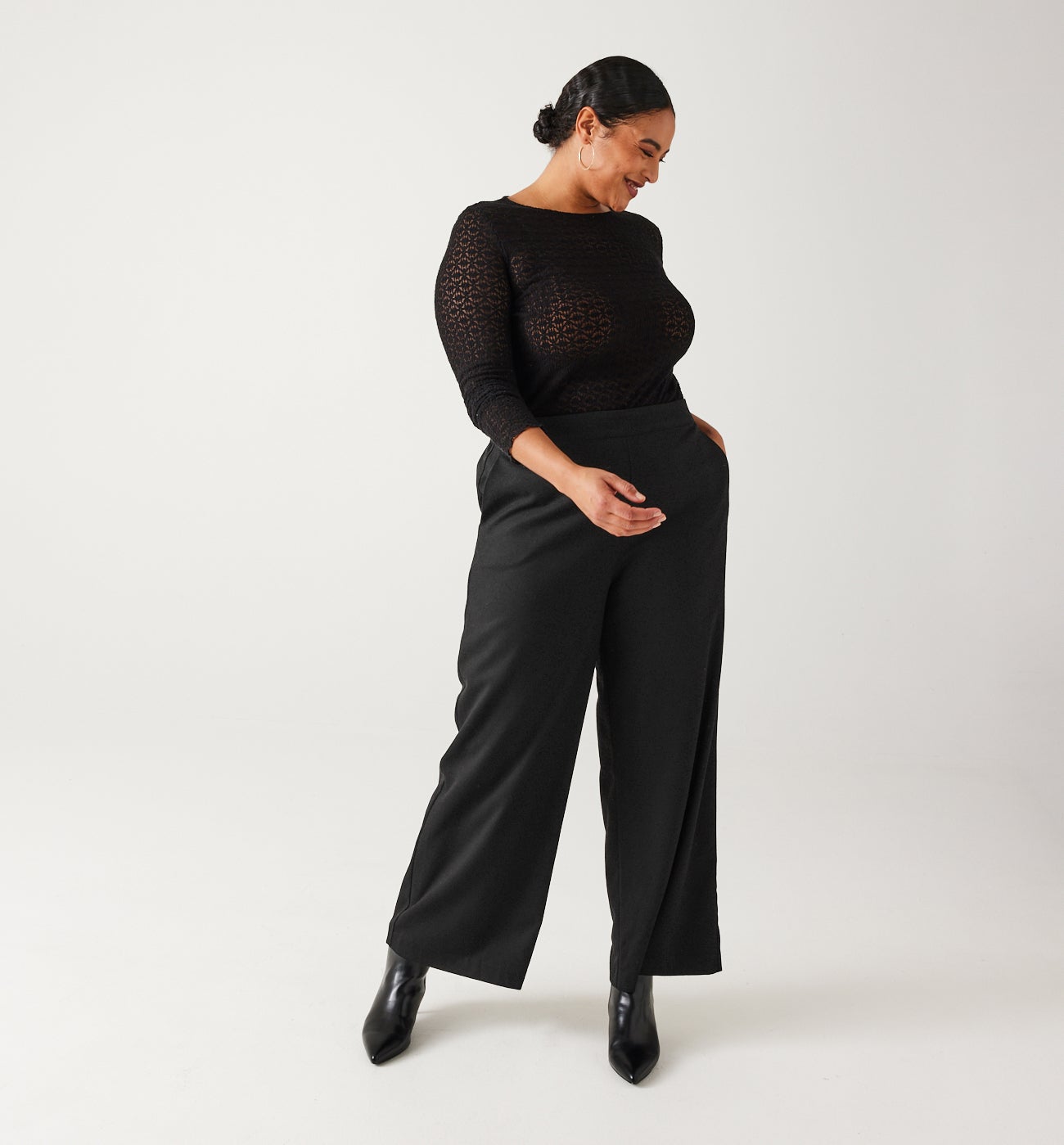 Wideleg trousers - Black