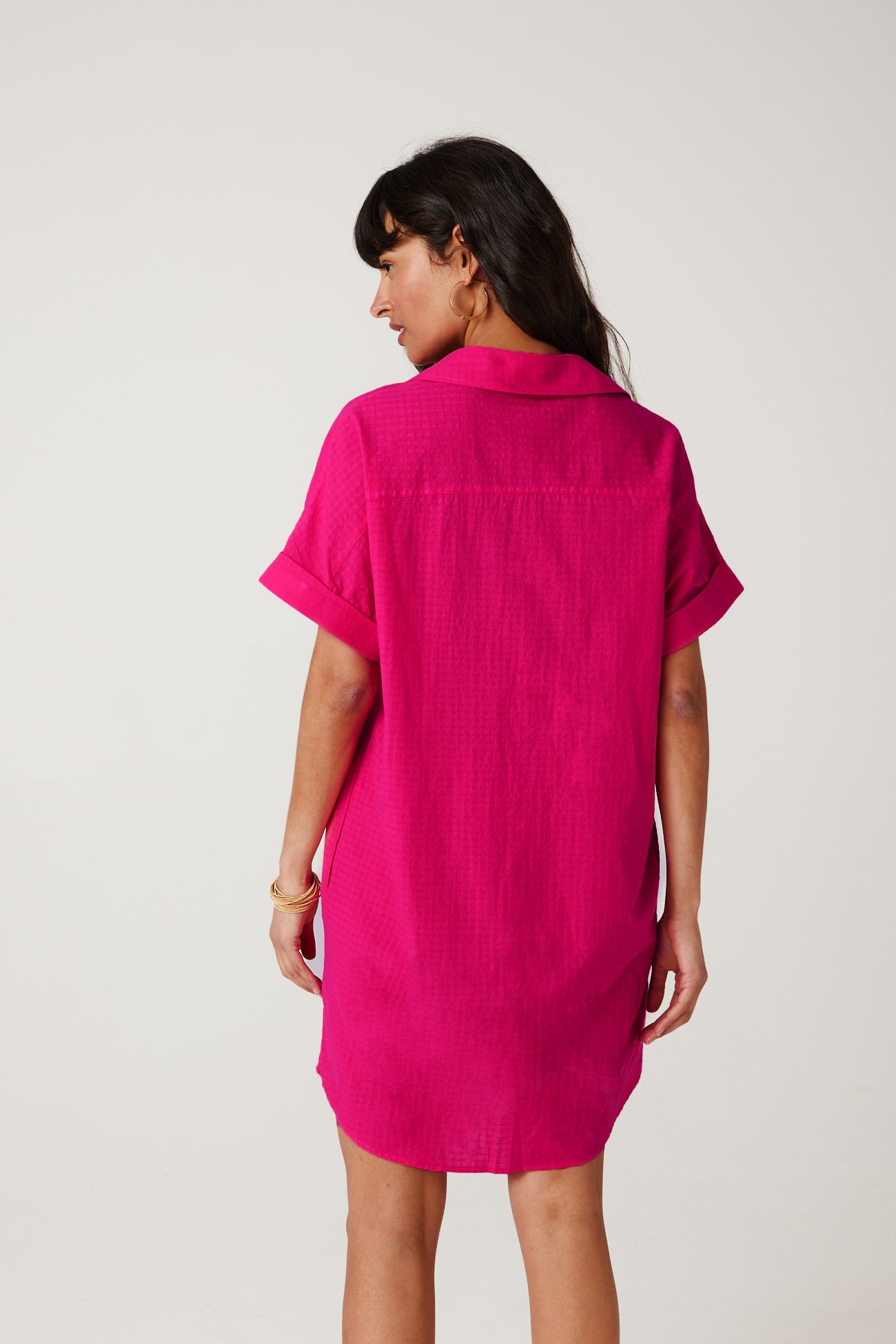 Short plain dress - Raspberry red