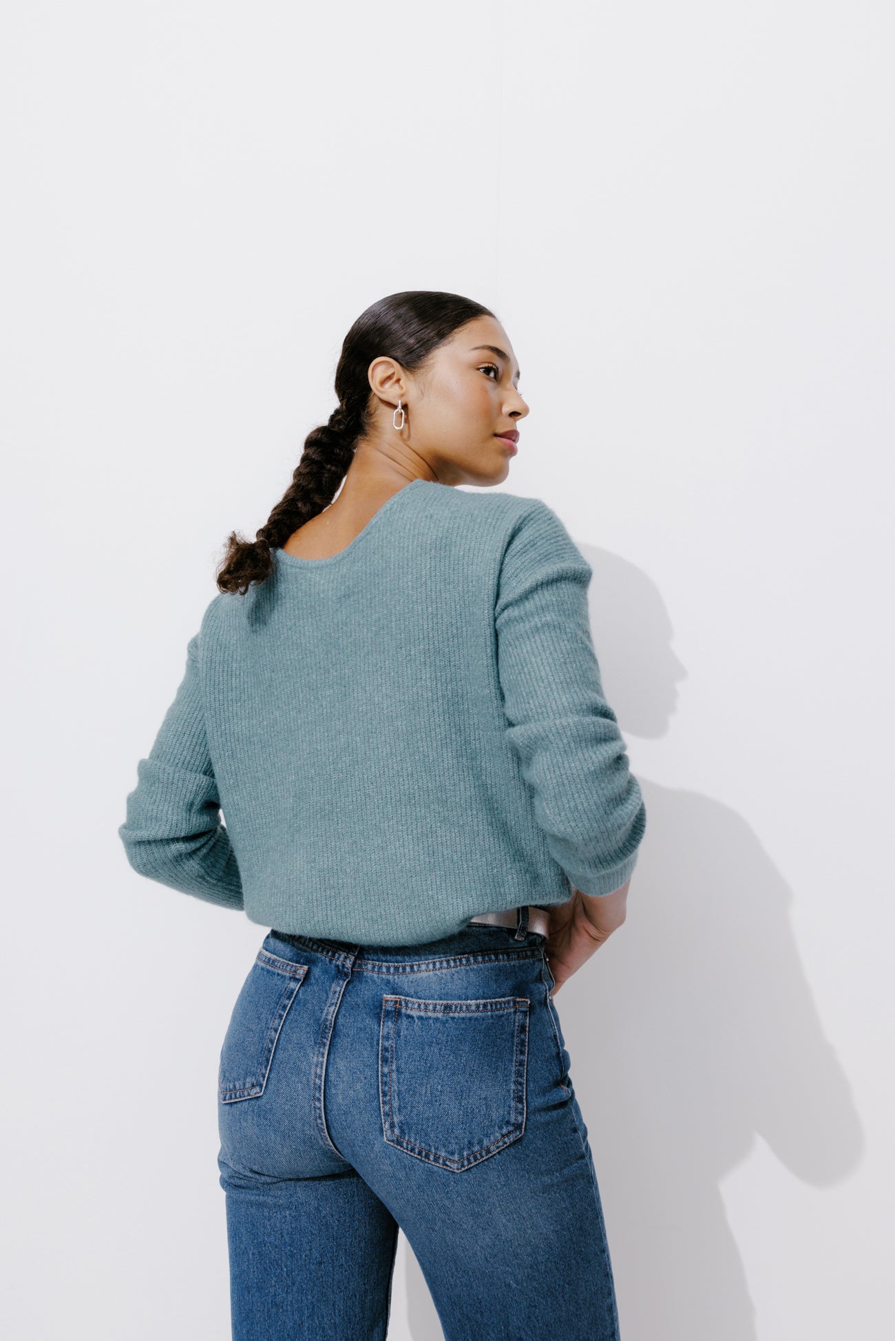 V-neck ribbed jumper - Grey