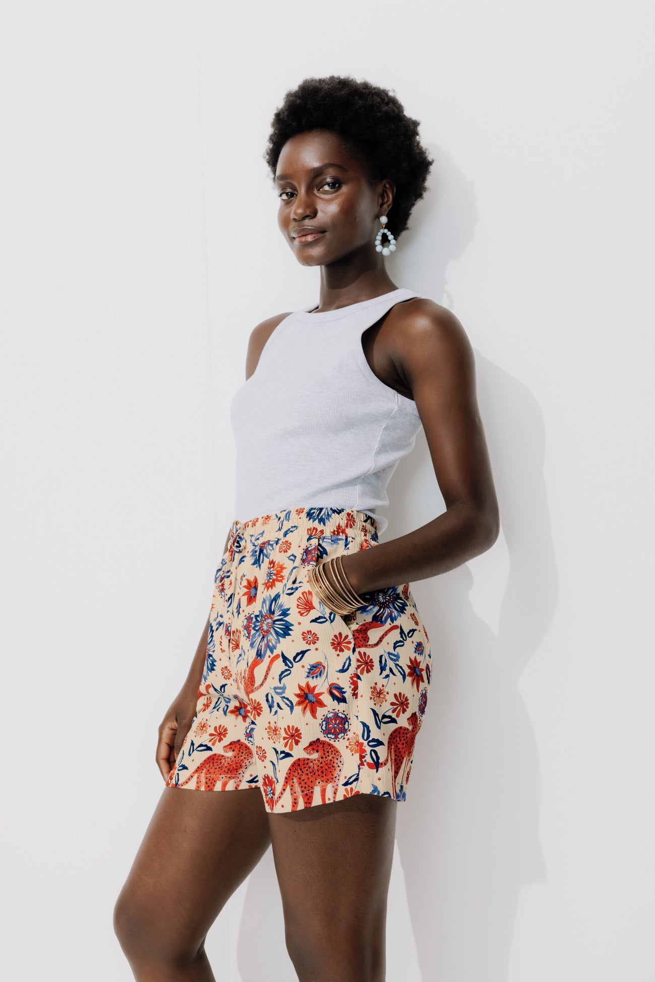 Patterned shorts - Navy blue print