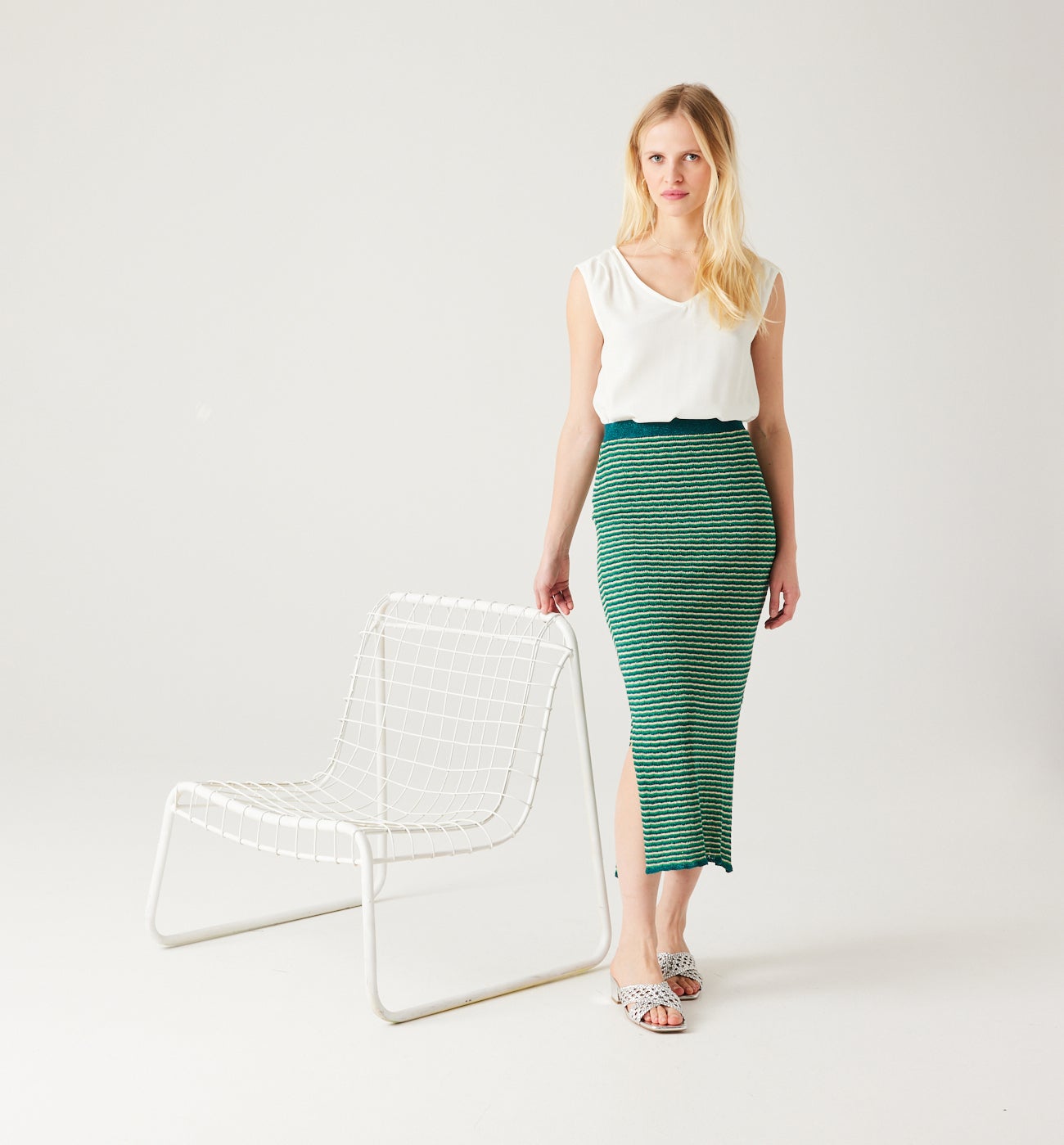 V-neckline top - Ecru