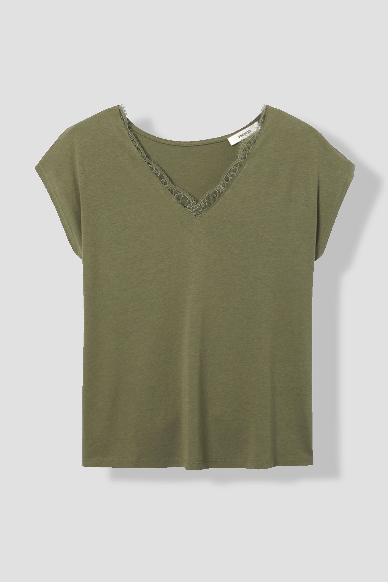Lace detail t-shirt - Khaki