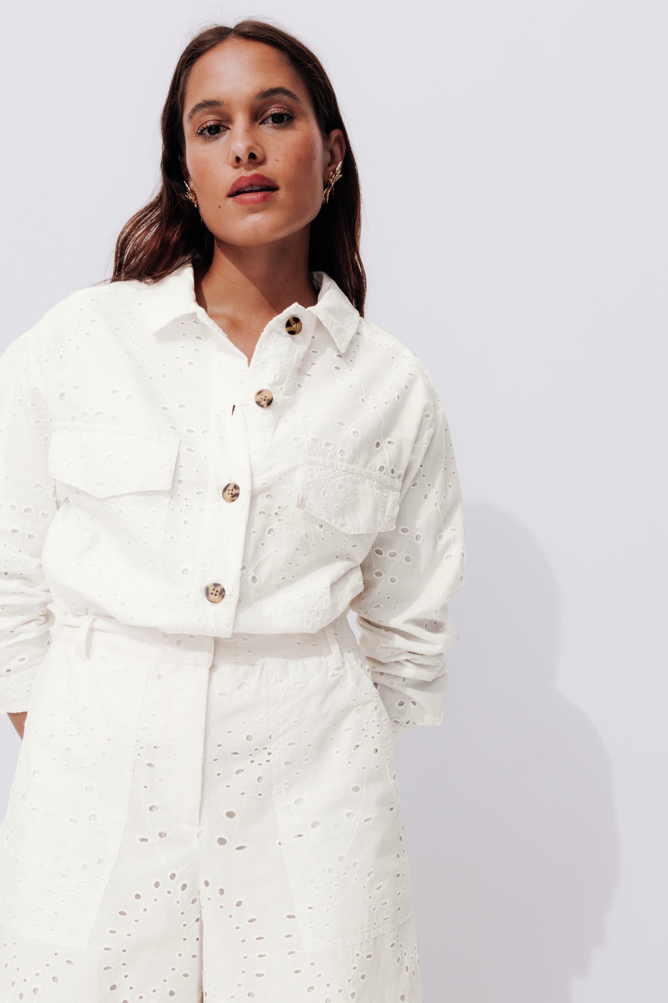 Broderie anglaise blouson - Ecru