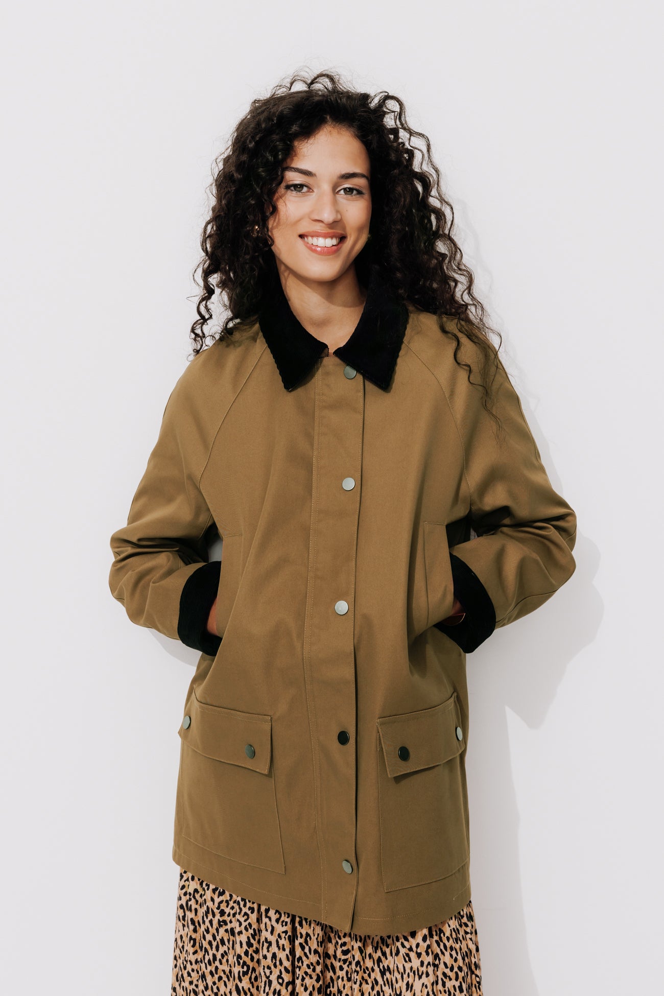 Straight canvas jacket - Khaki