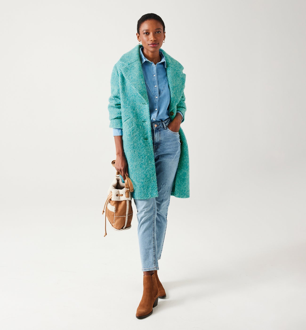 Wool-blend coat - Multicolour print