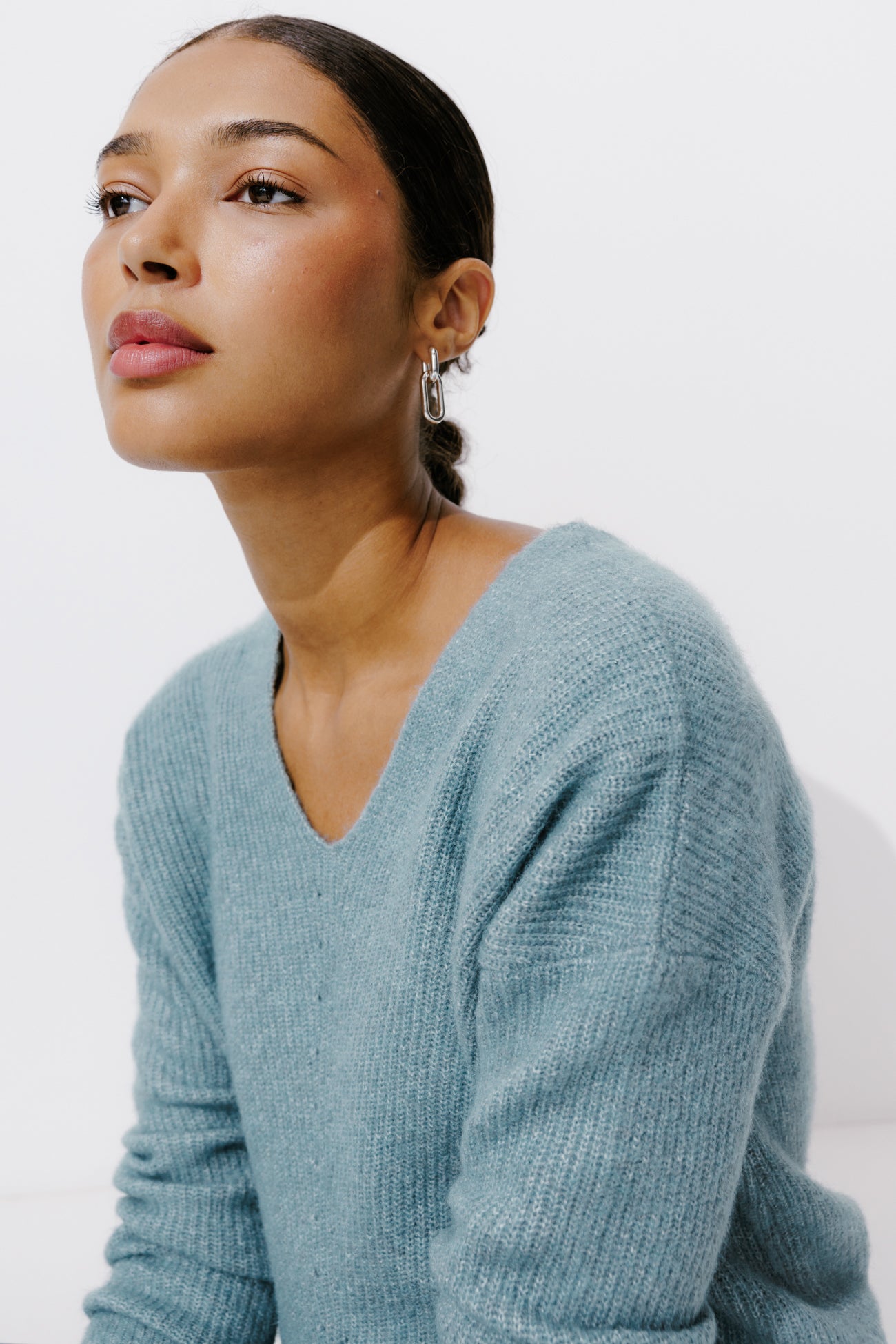 V-neck ribbed jumper - Grey