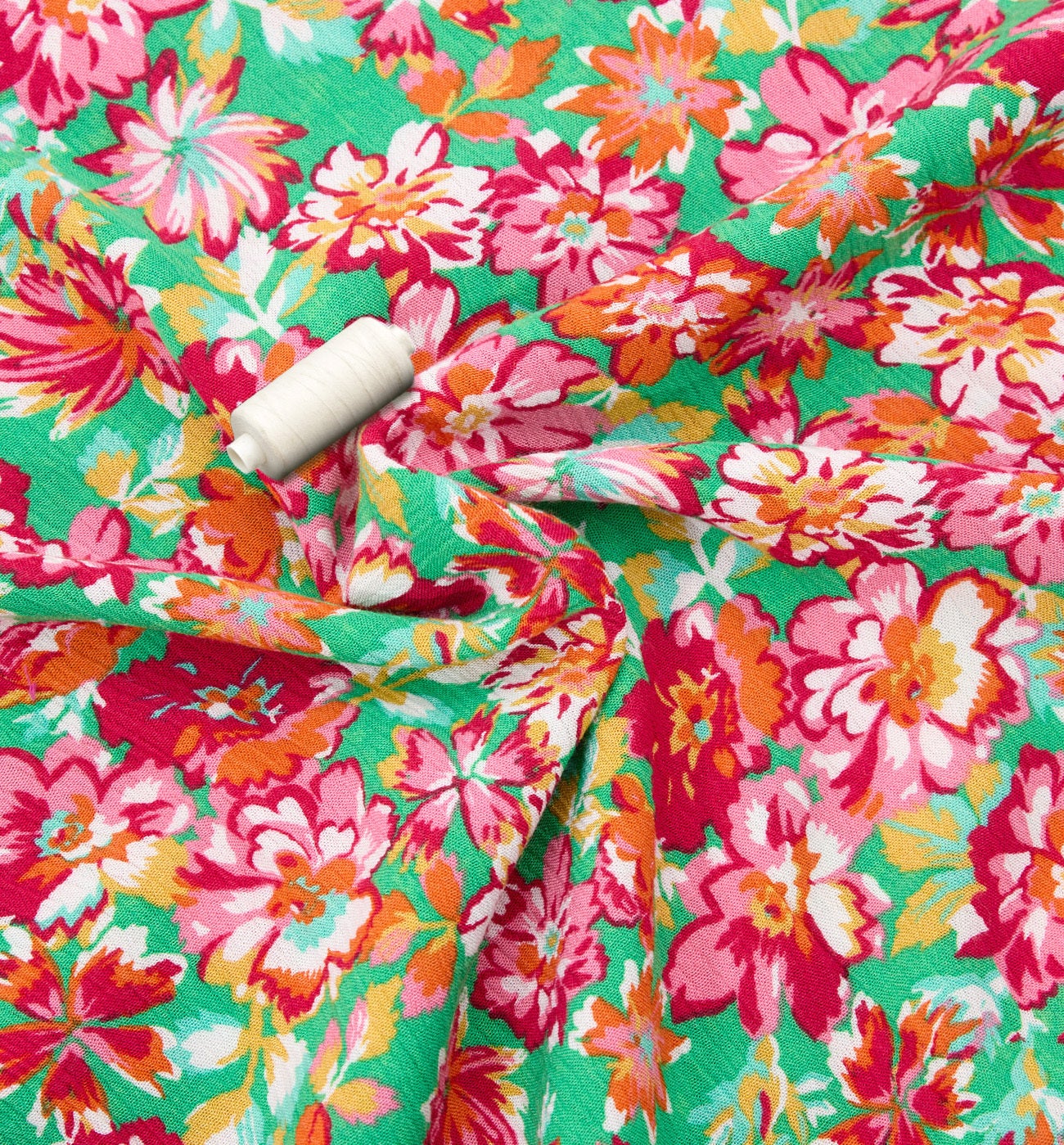 2m crinkle viscose fabric cut - Green print