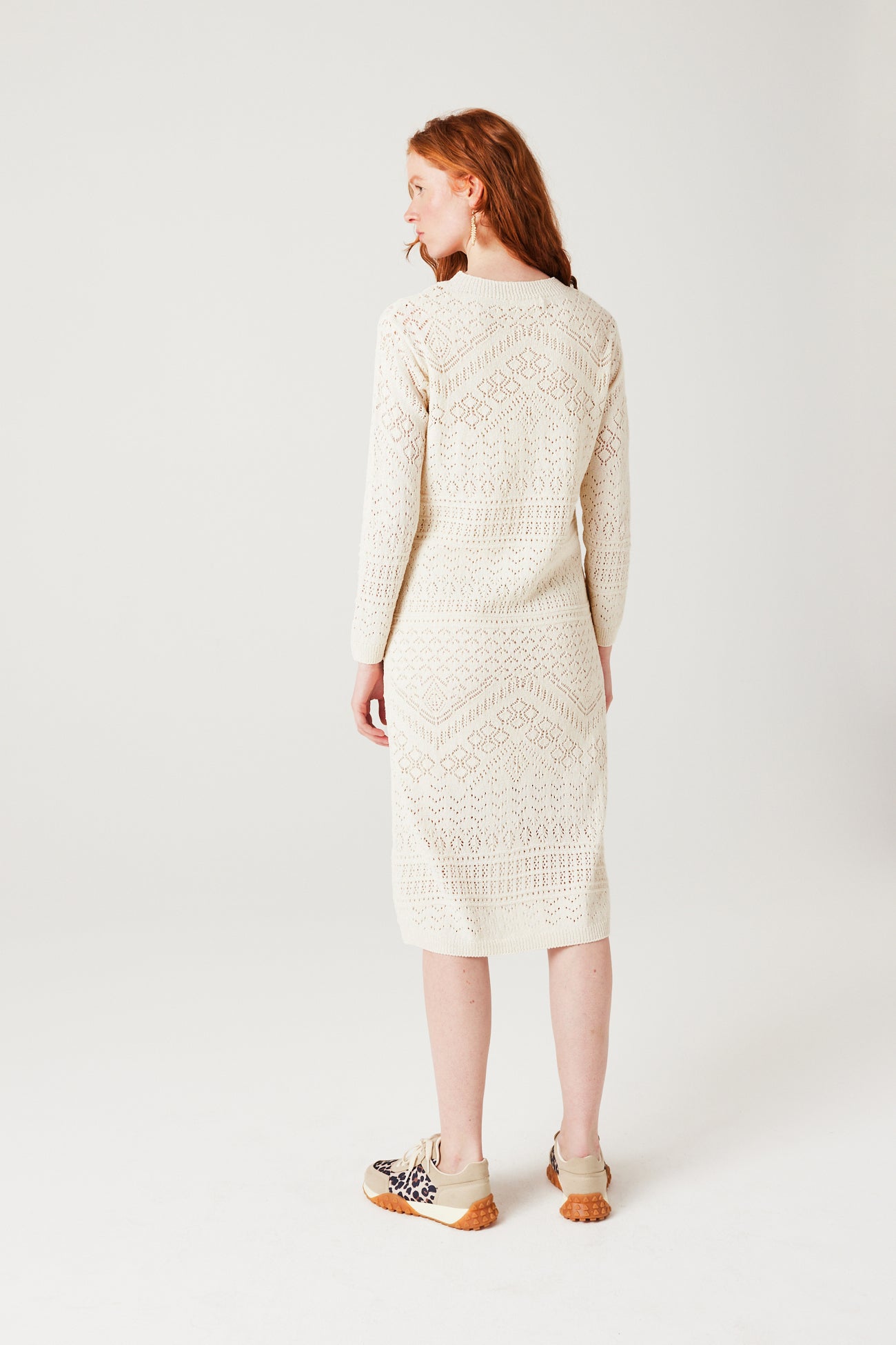 Midi openwork dress - Khaki