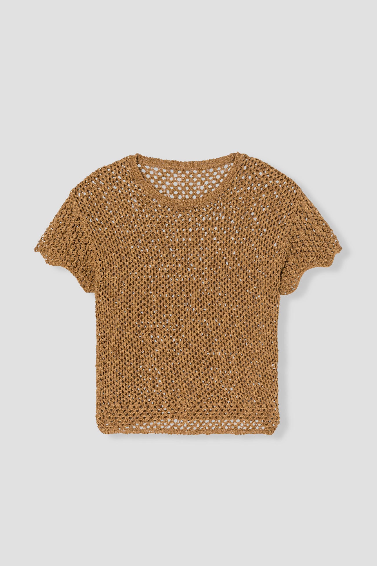 Openwork short-sleeved jumper - Ochre