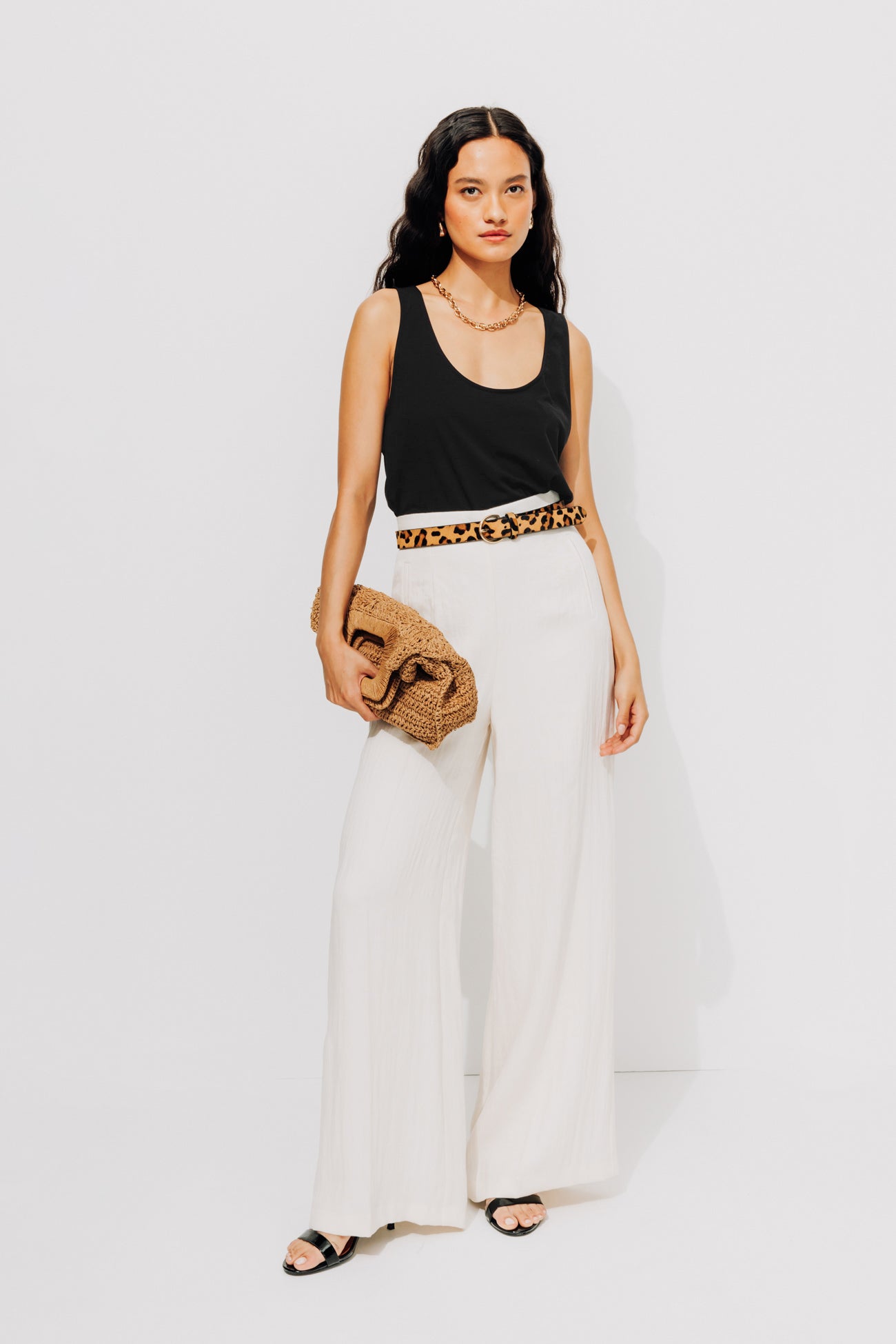 Sleeveless jersey top - Ecru