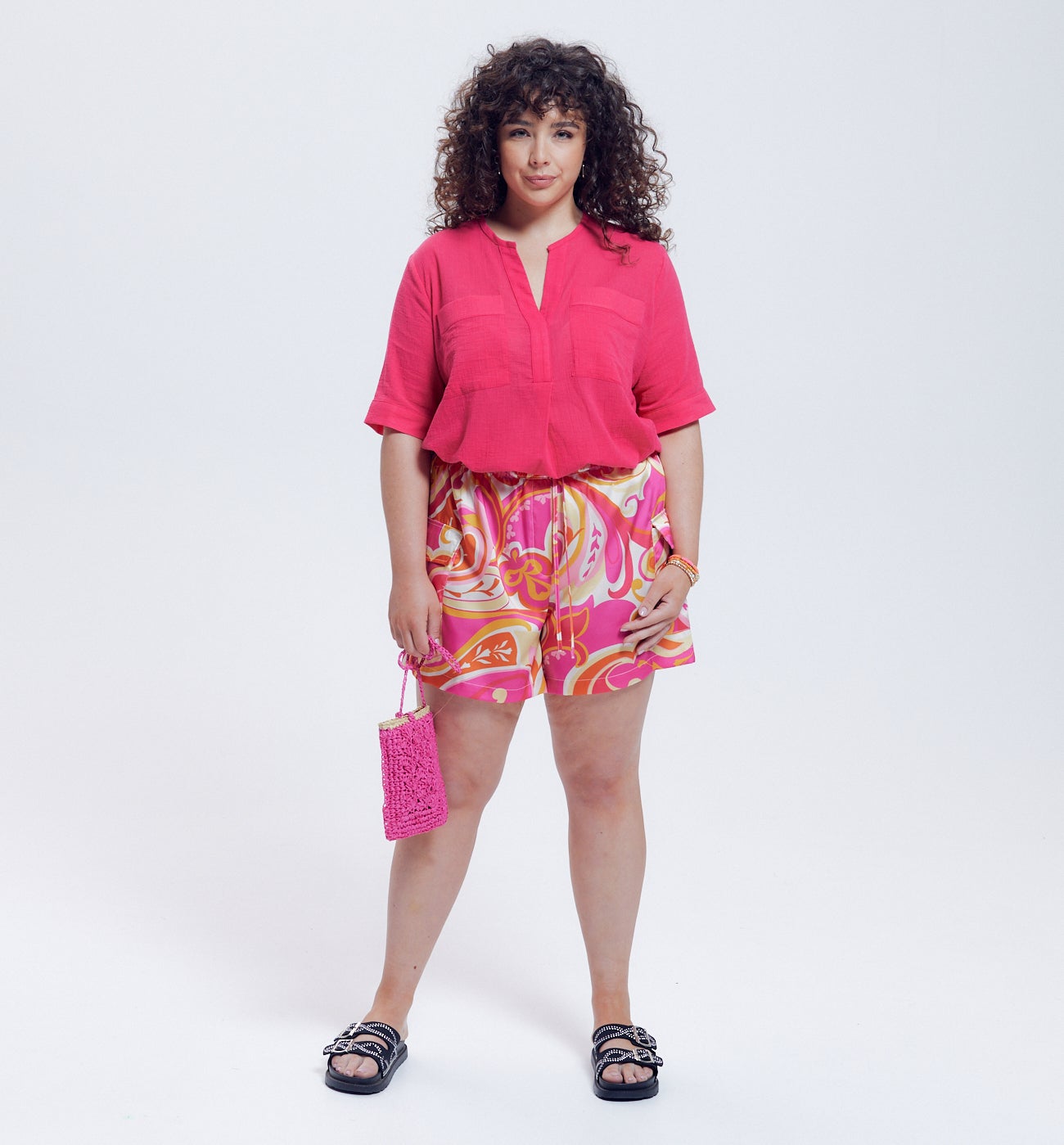 Plain cotton blouse - Coral