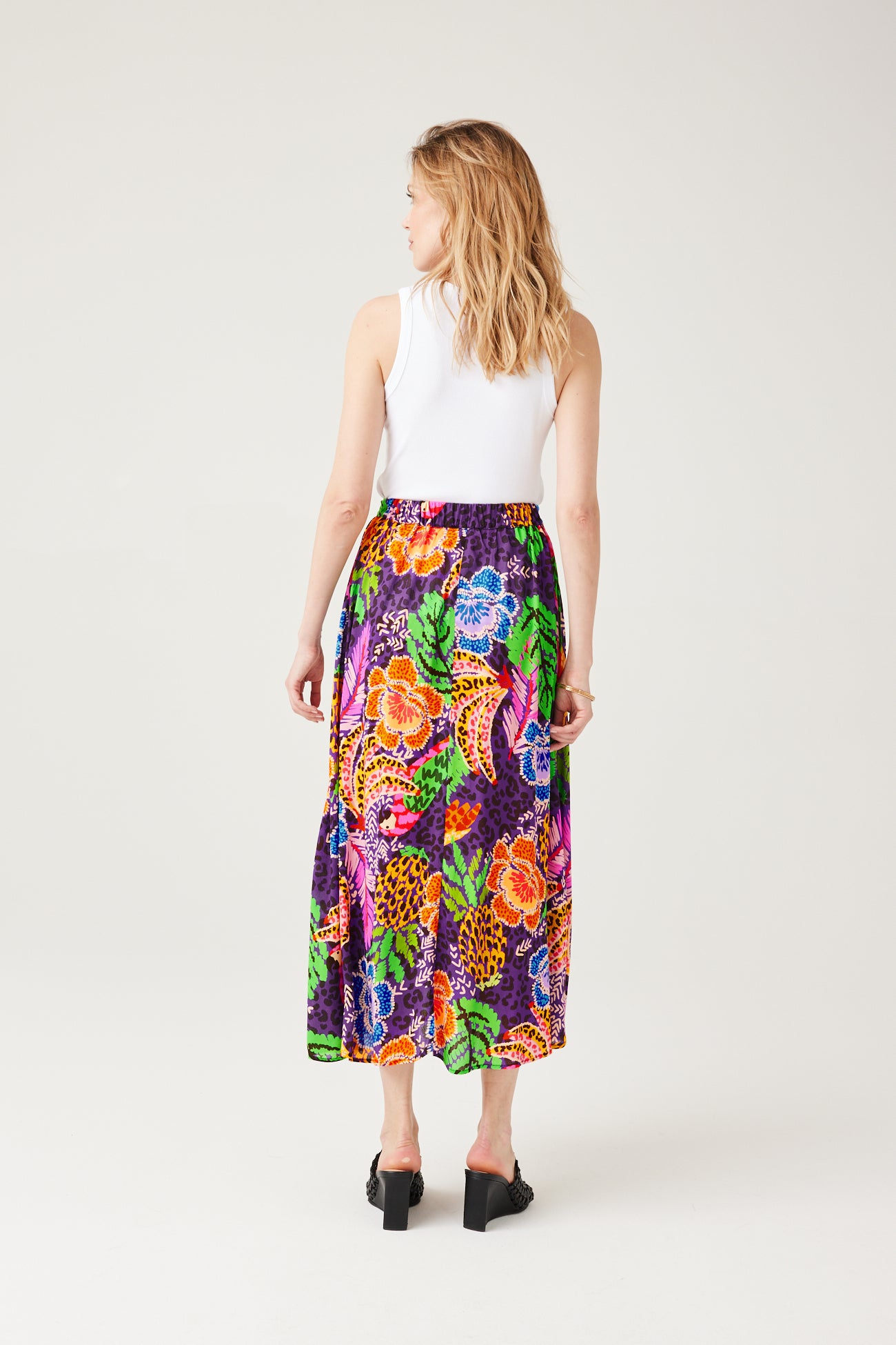 Midi patterned skirt - Violet print