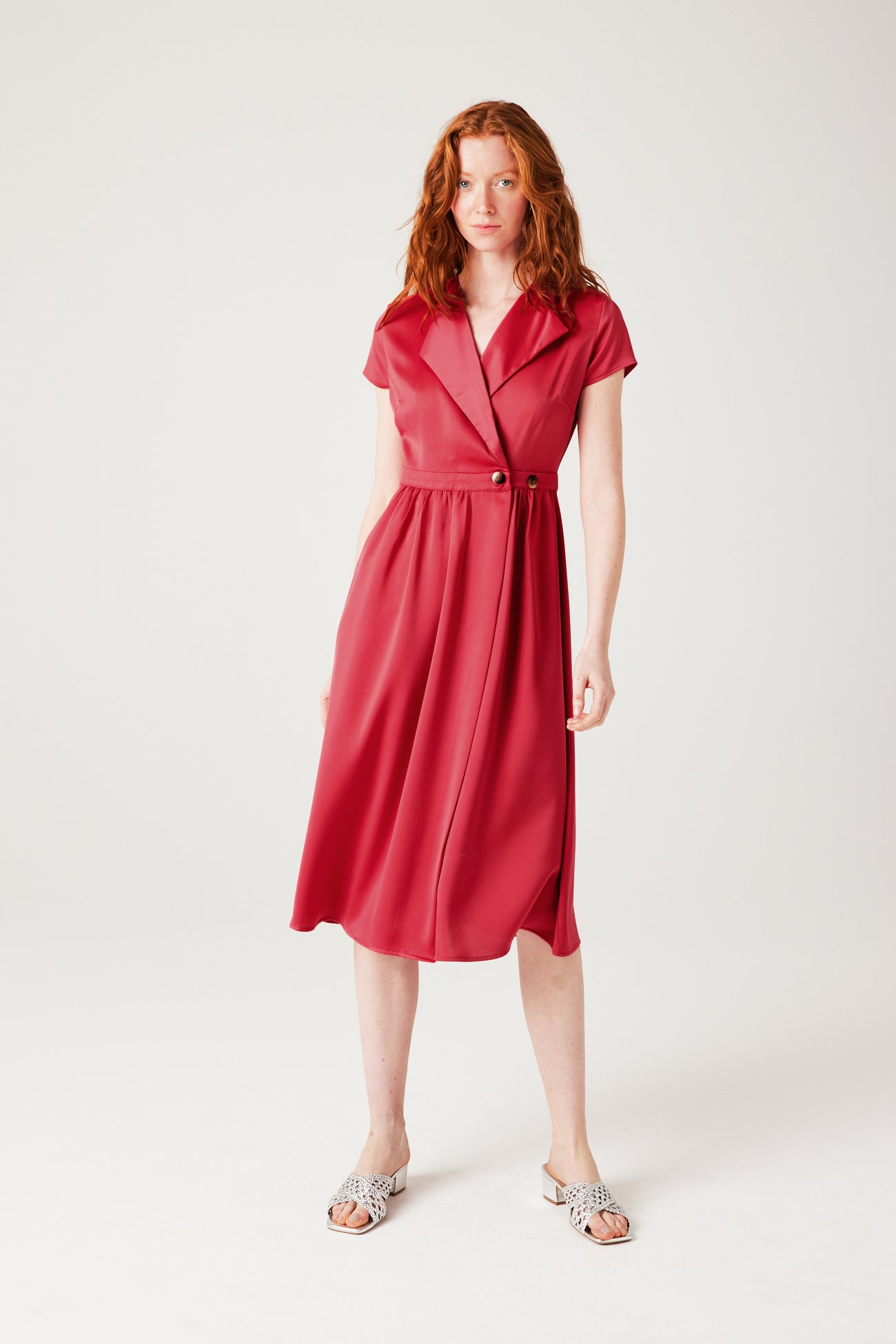 Satin crossover dress - Pink