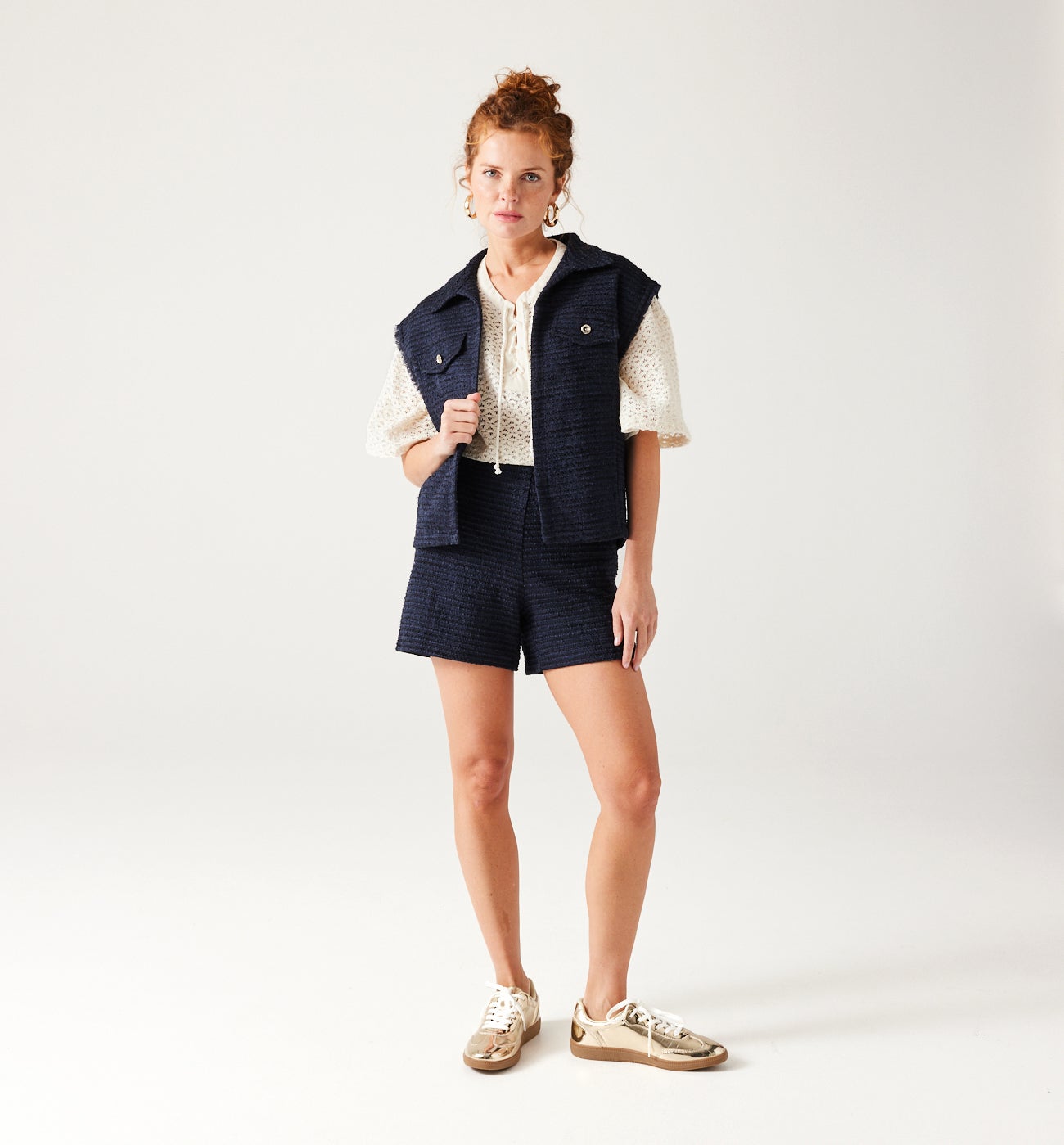 Chic tweed shorts - Red